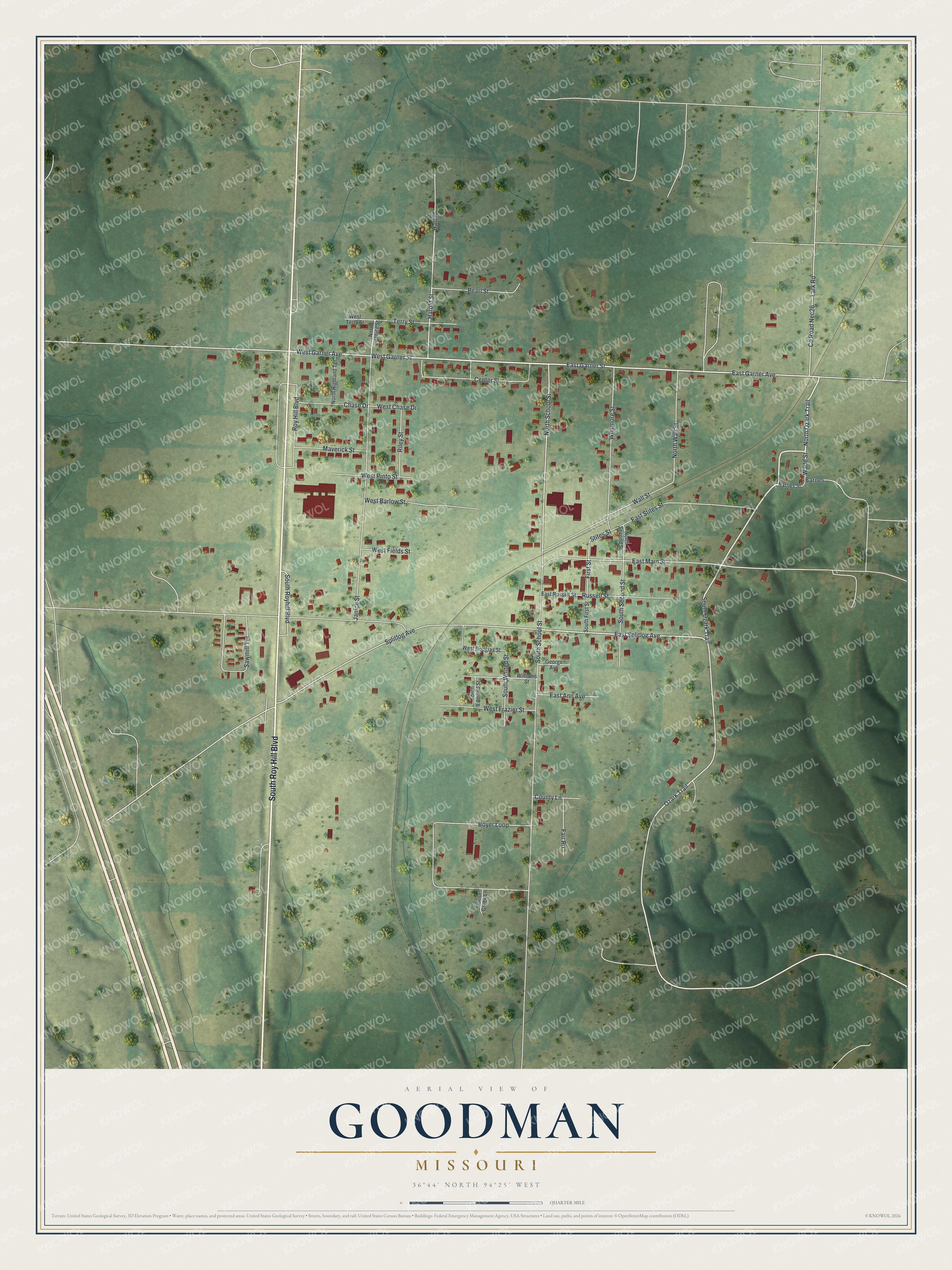Watermarked full-map preview of Goodman, Missouri