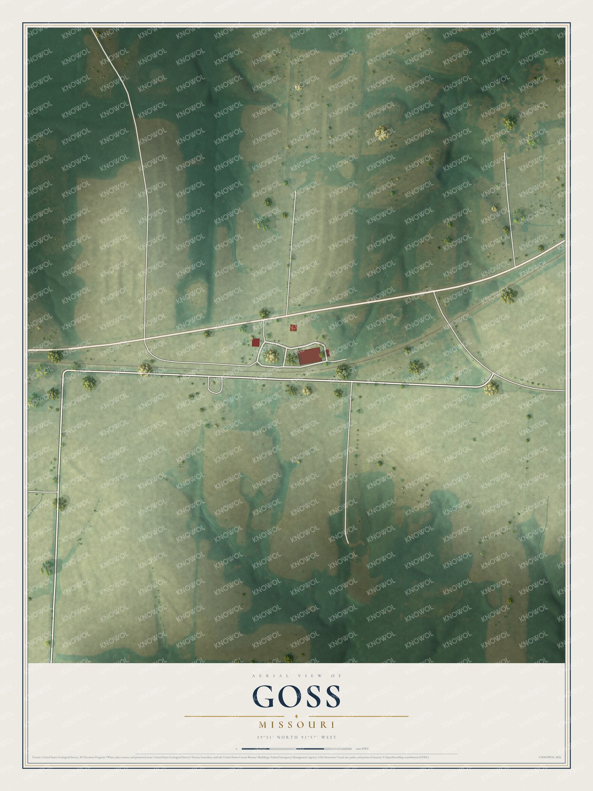 Watermarked full-map preview of Goss, Missouri
