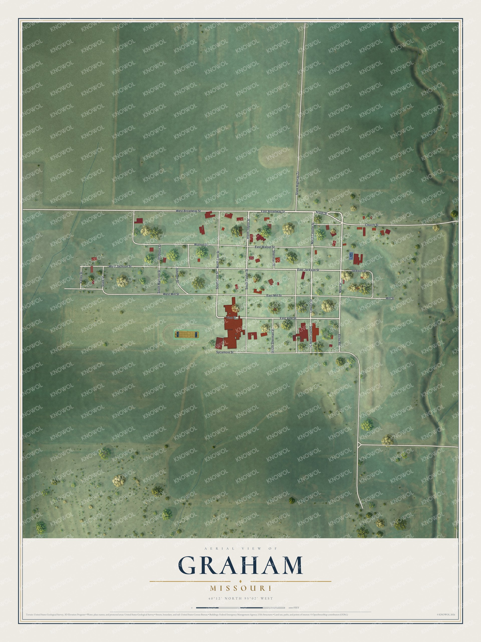 Watermarked full-map preview of Graham, Missouri