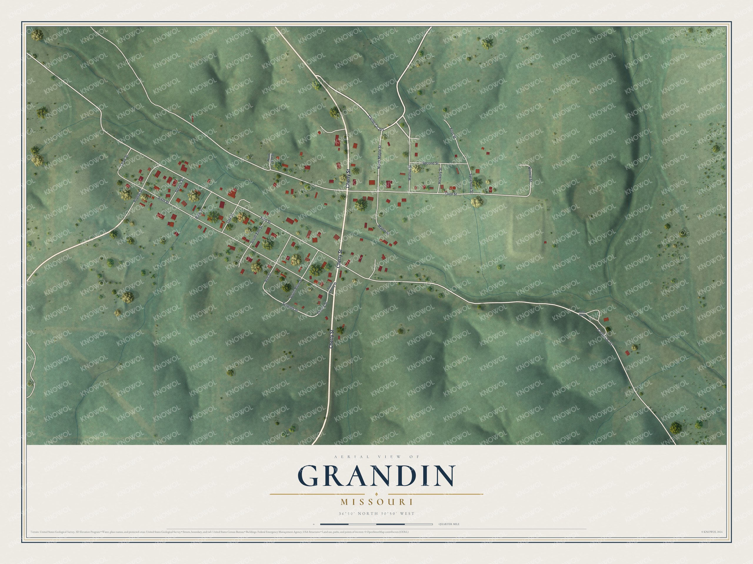 Watermarked full-map preview of Grandin, Missouri