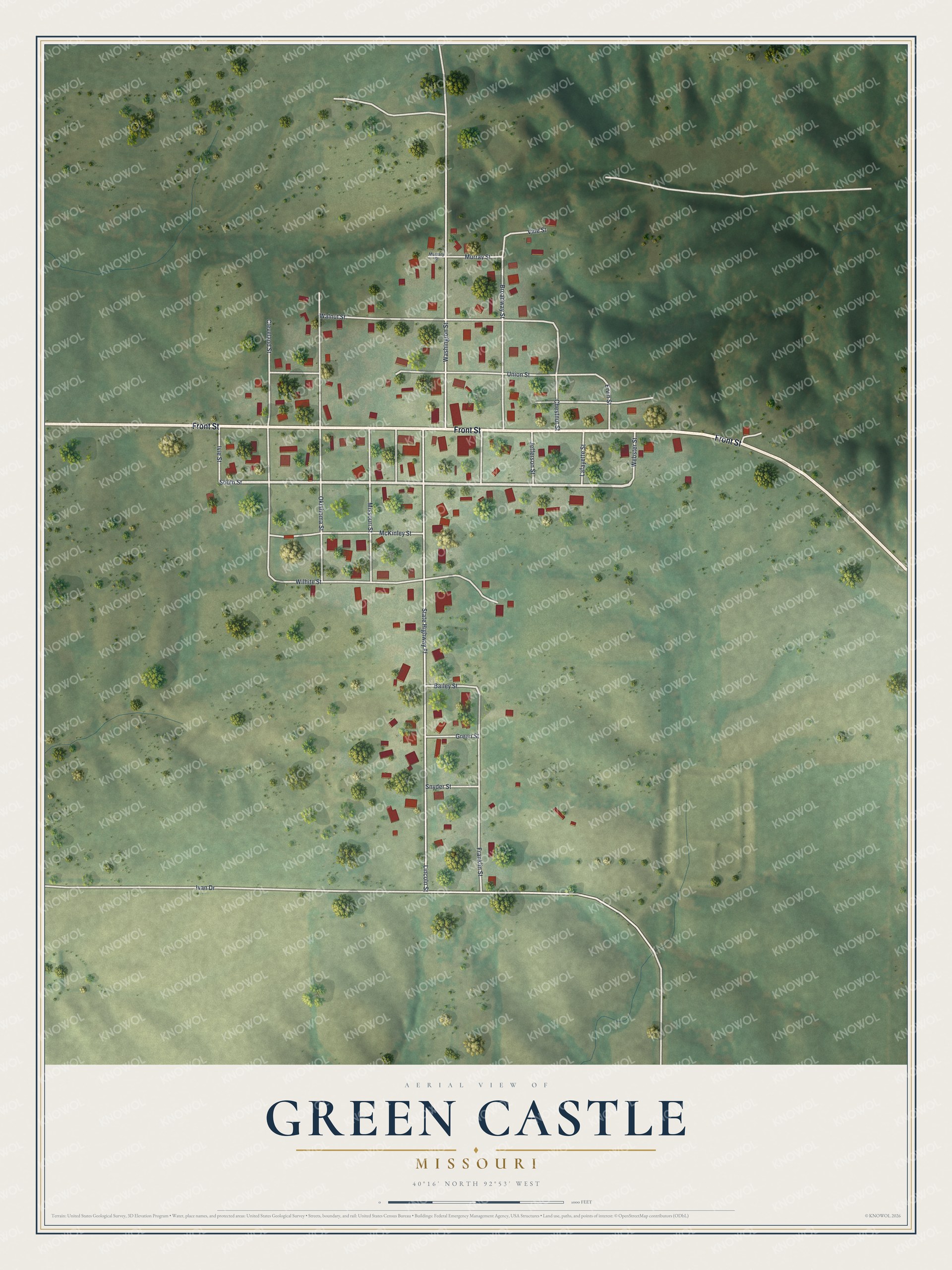 Watermarked full-map preview of Green Castle, Missouri
