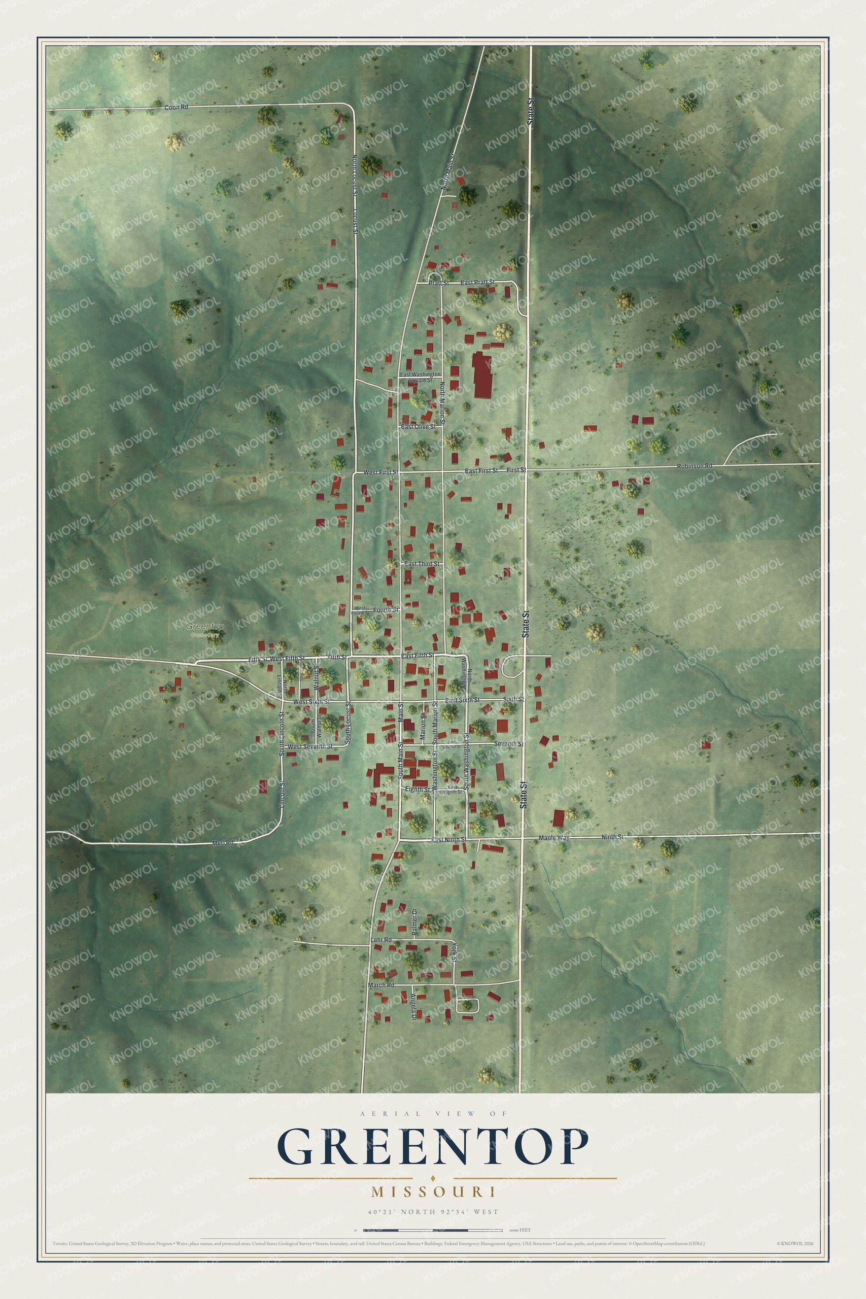 Watermarked full-map preview of Greentop, Missouri