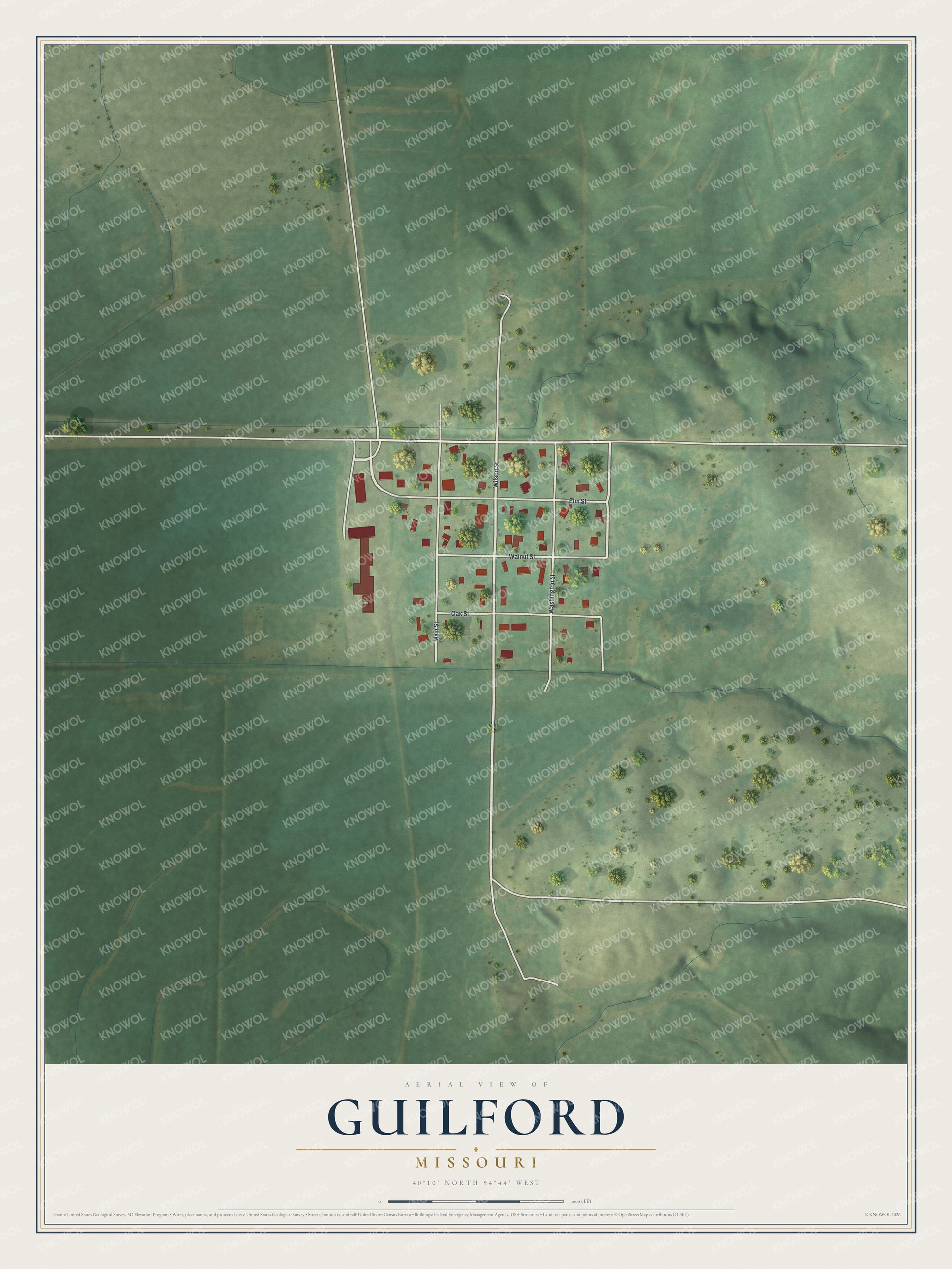 Watermarked full-map preview of Guilford, Missouri