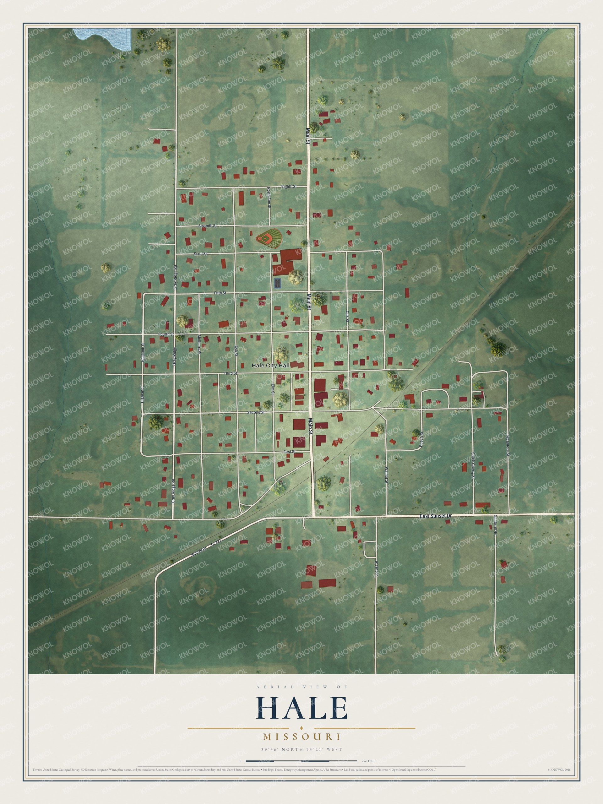 Watermarked full-map preview of Hale, Missouri