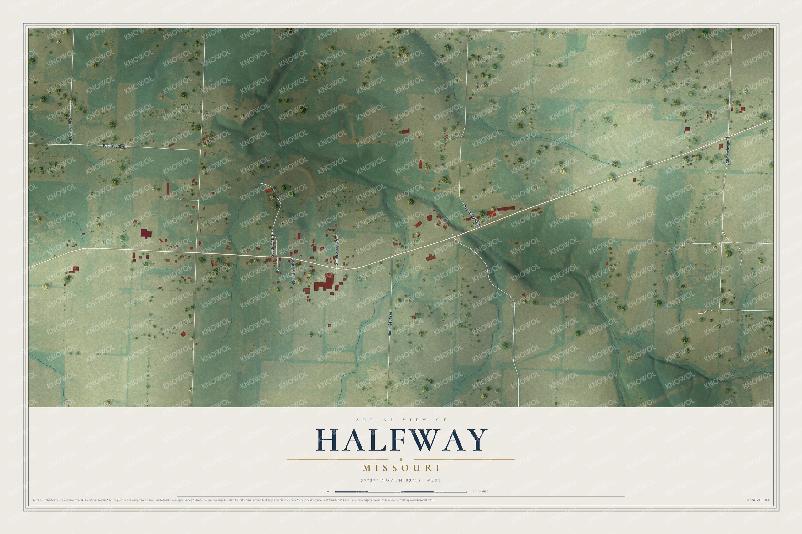 Watermarked full-map preview of Halfway, Missouri