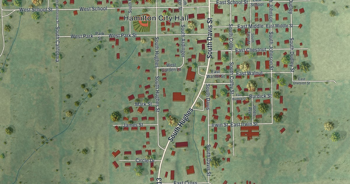 Map of Hamilton, Missouri in 2026