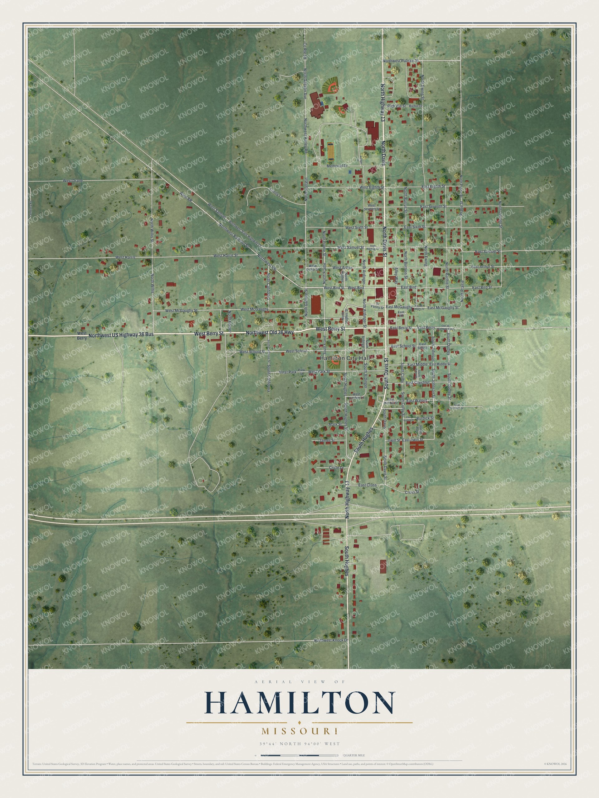 Watermarked full-map preview of Hamilton, Missouri