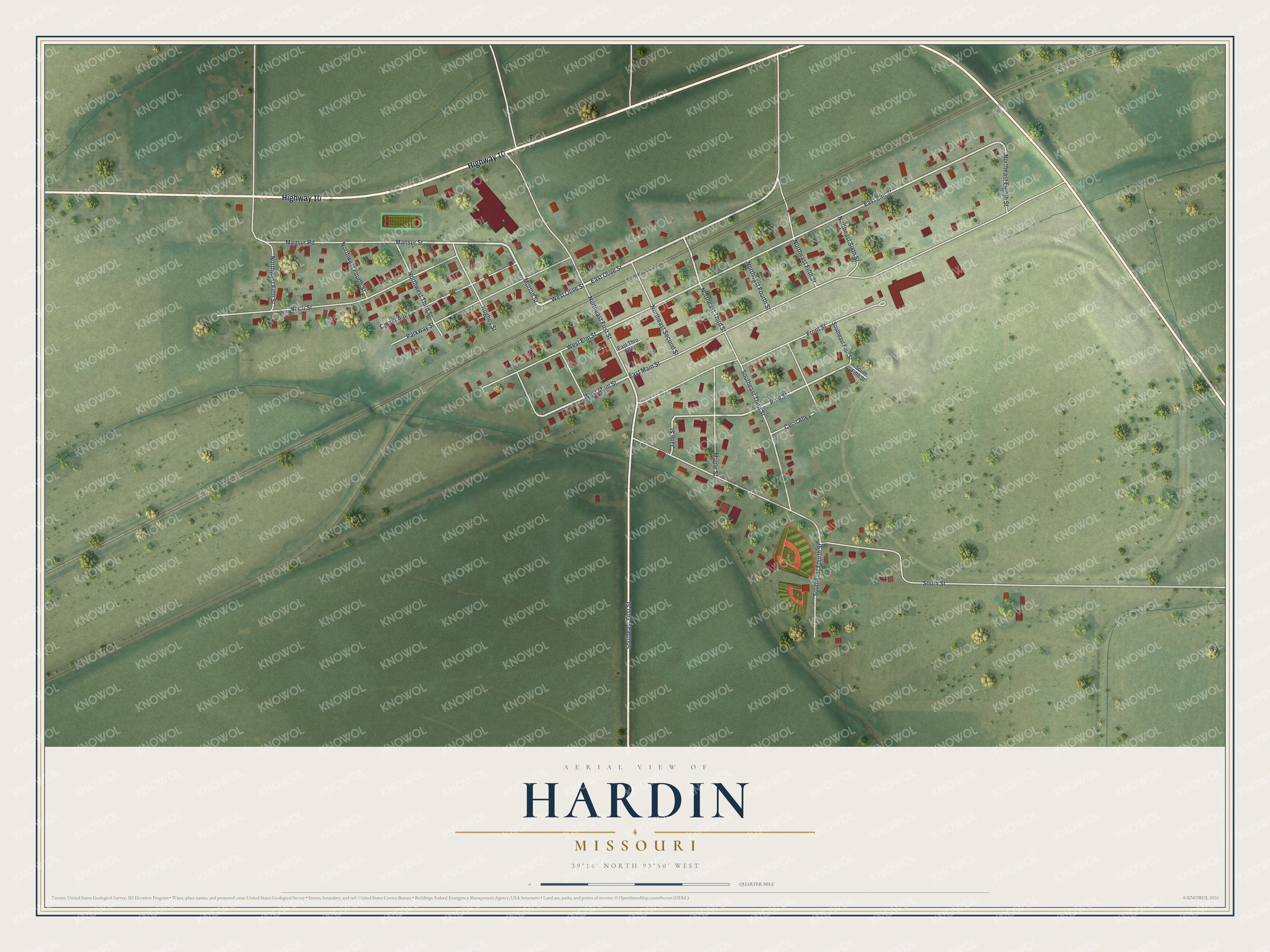 Watermarked full-map preview of Hardin, Missouri