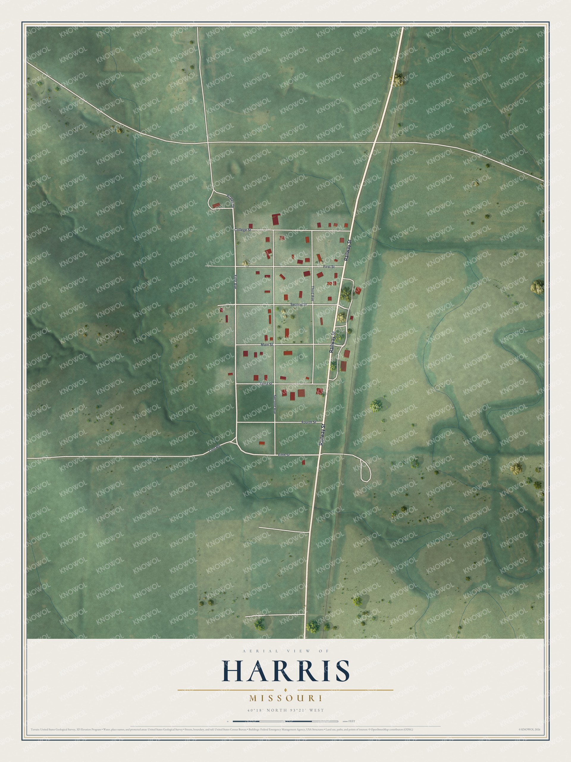 Watermarked full-map preview of Harris, Missouri