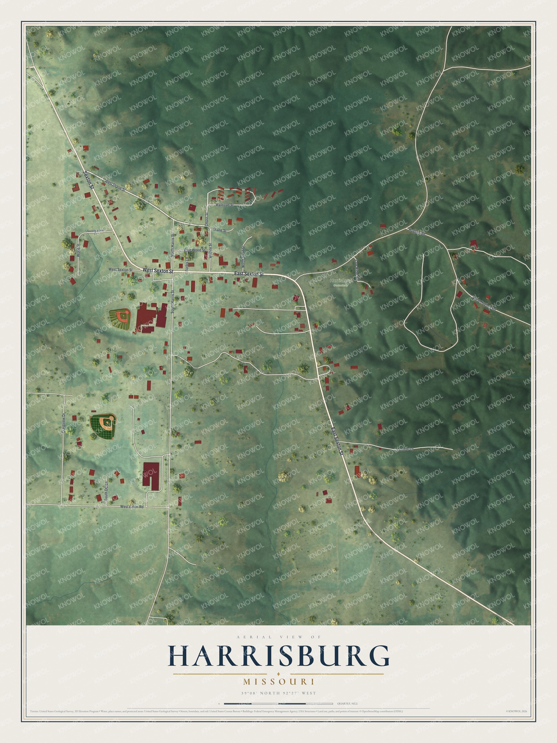 Watermarked full-map preview of Harrisburg, Missouri