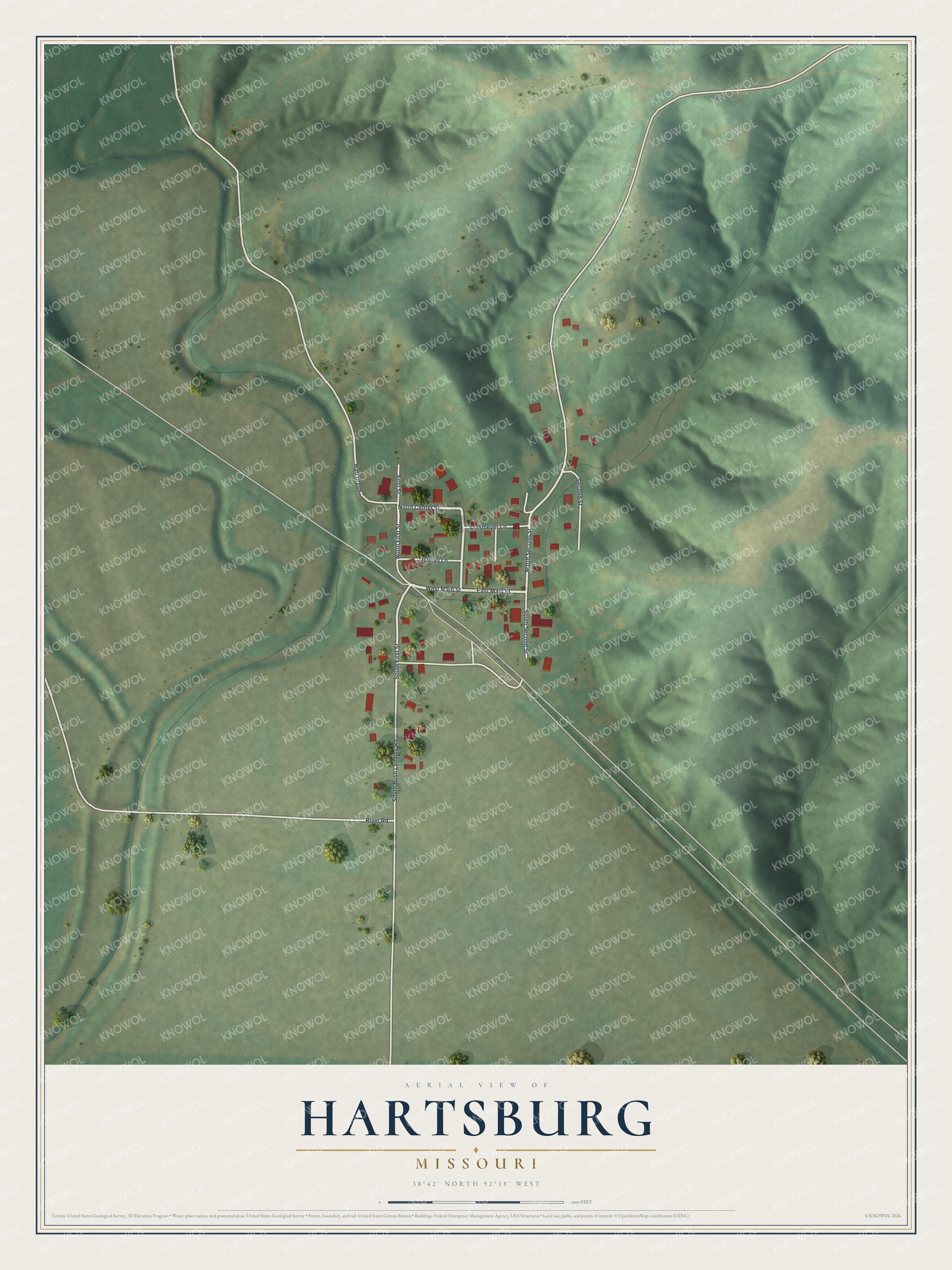 Watermarked full-map preview of Hartsburg, Missouri