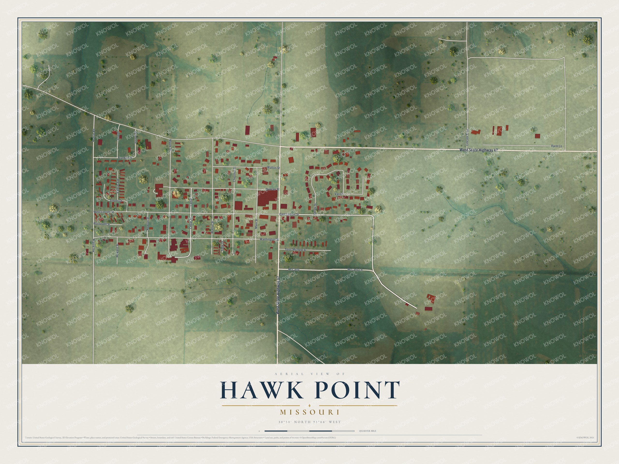 Watermarked full-map preview of Hawk Point, Missouri