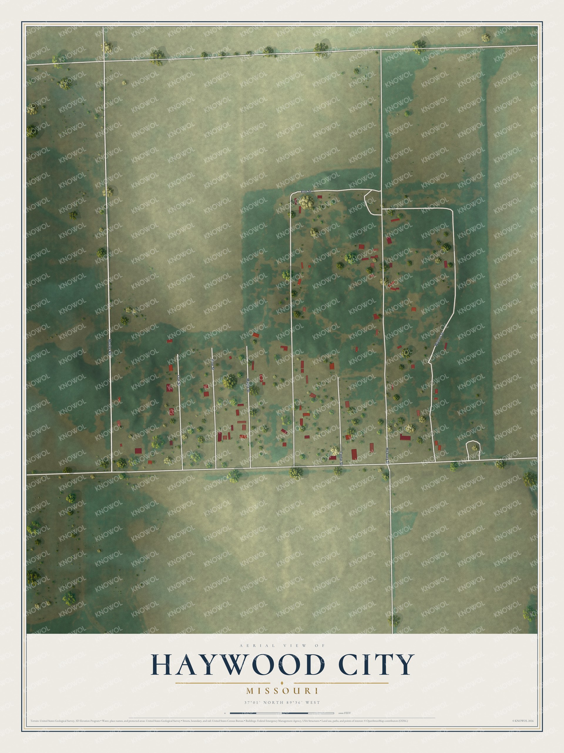 Watermarked full-map preview of Haywood City, Missouri