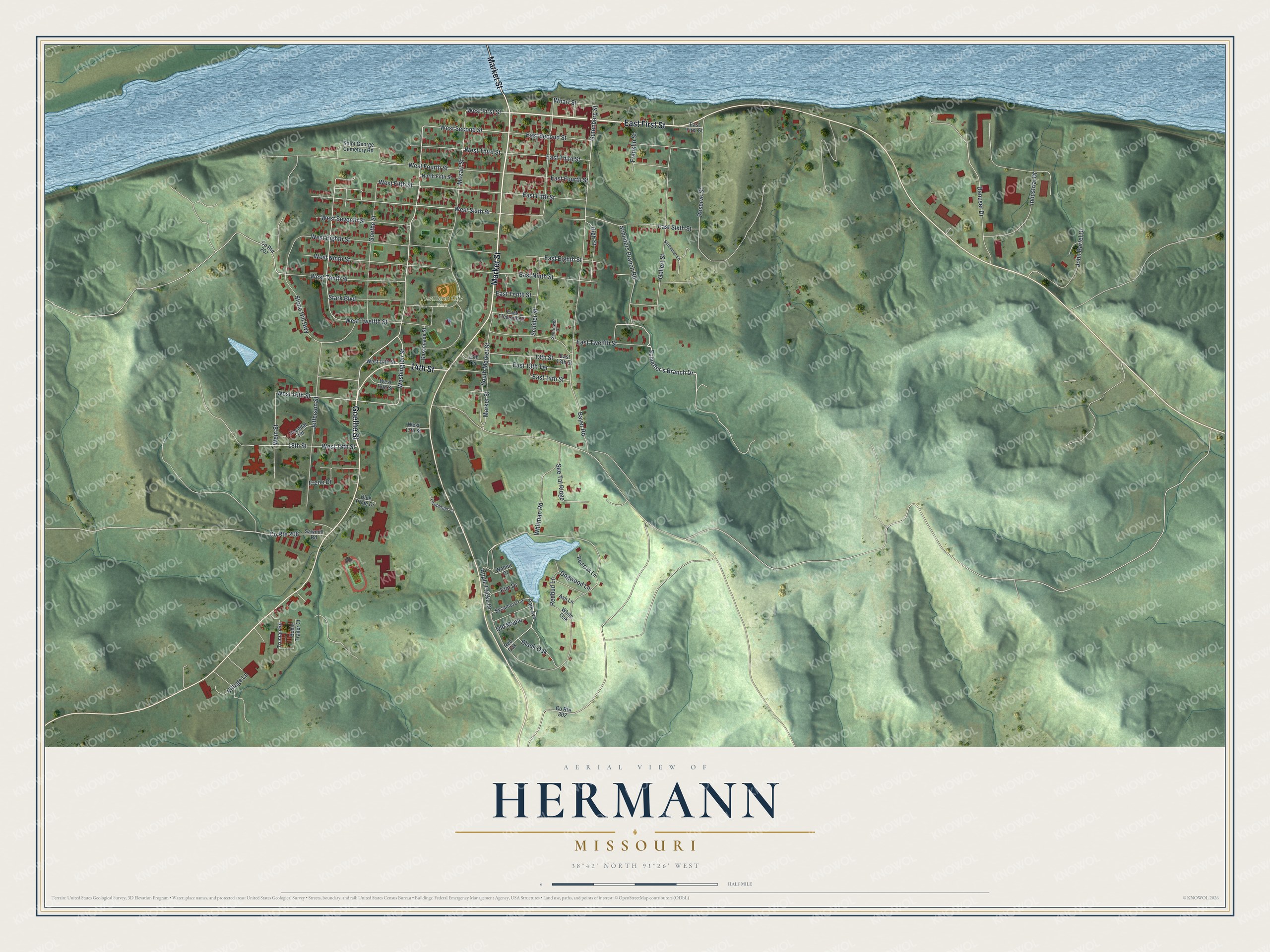 Watermarked full-map preview of Hermann, Missouri