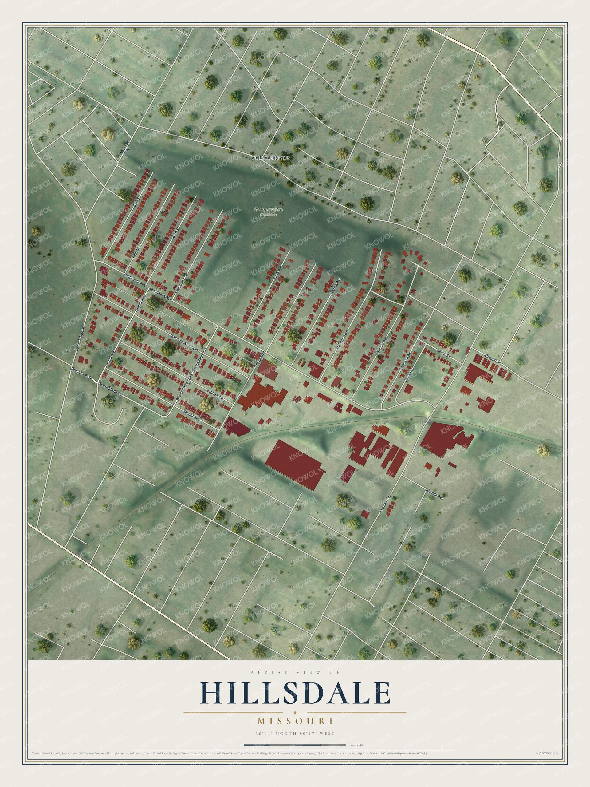 Watermarked full-map preview of Hillsdale, Missouri