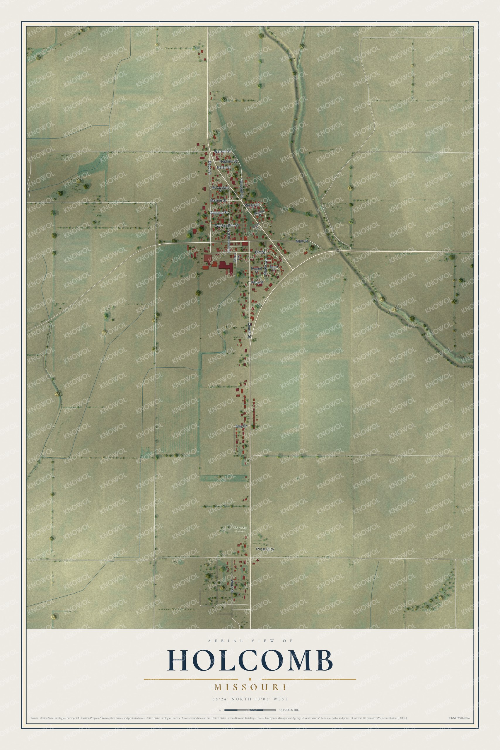 Watermarked full-map preview of Holcomb, Missouri