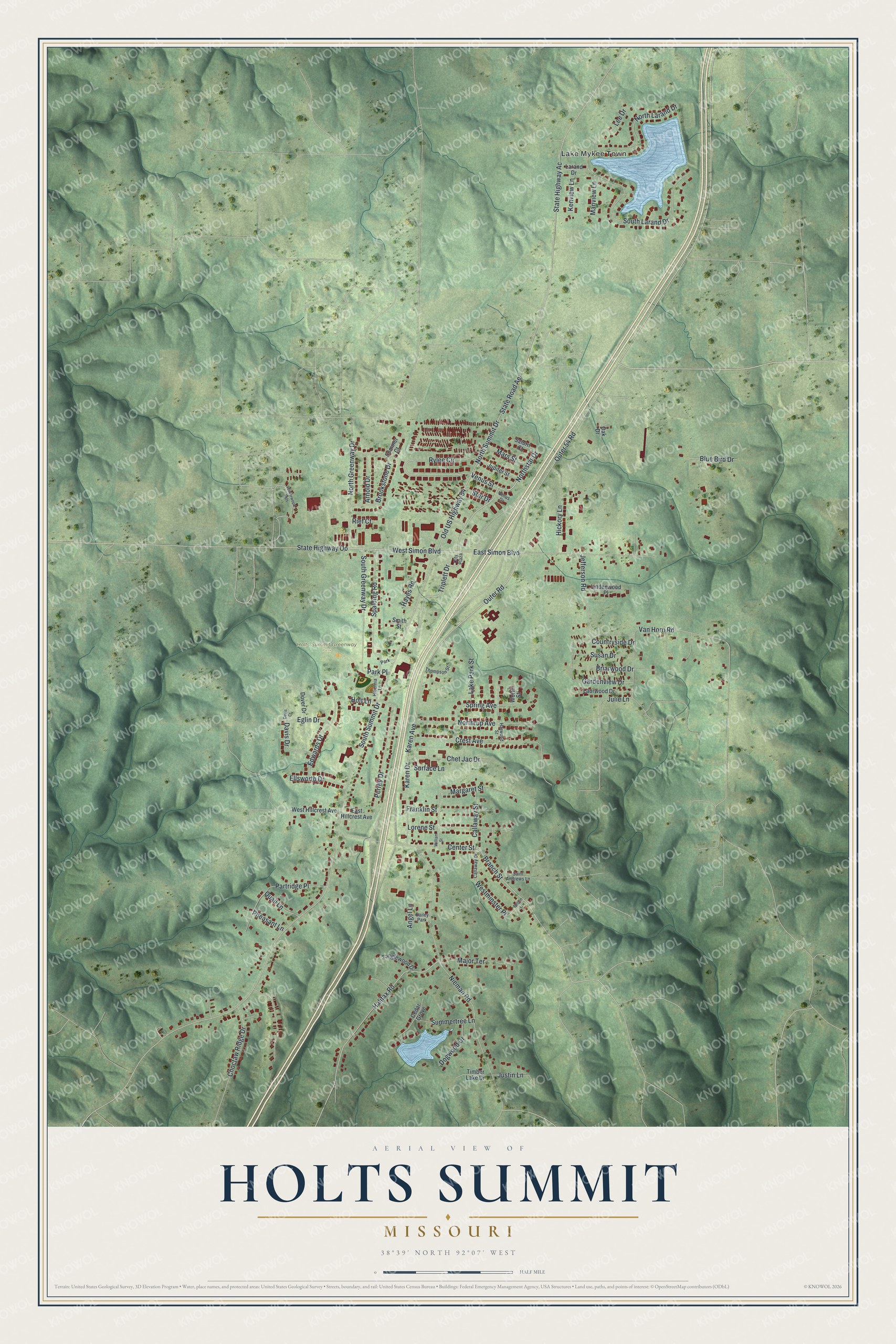 Watermarked full-map preview of Holts Summit, Missouri