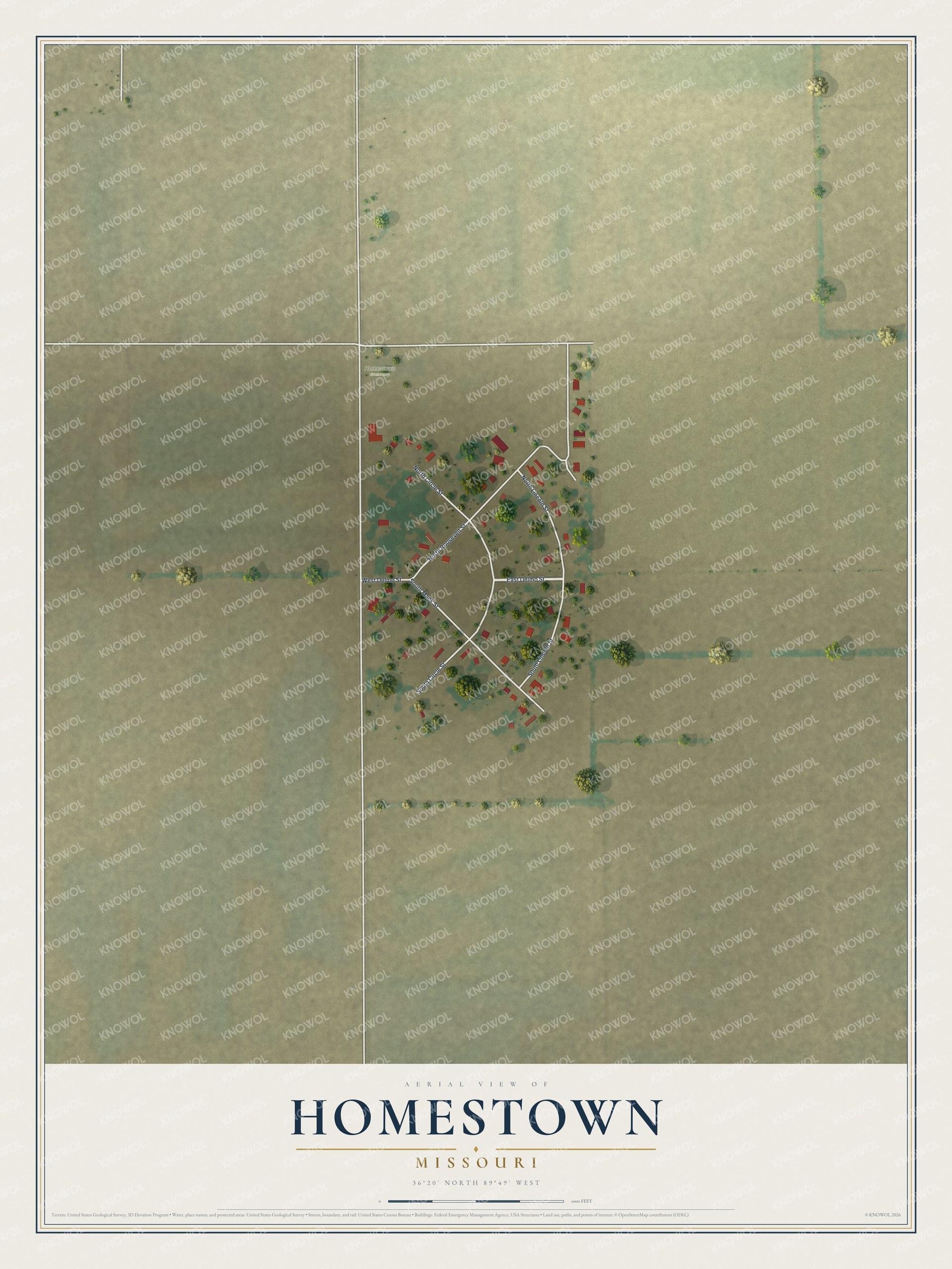 Watermarked full-map preview of Homestown, Missouri