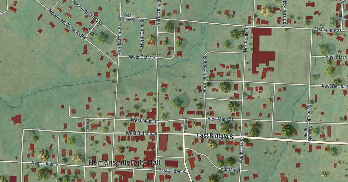 Map of Humansville, Missouri in 2026