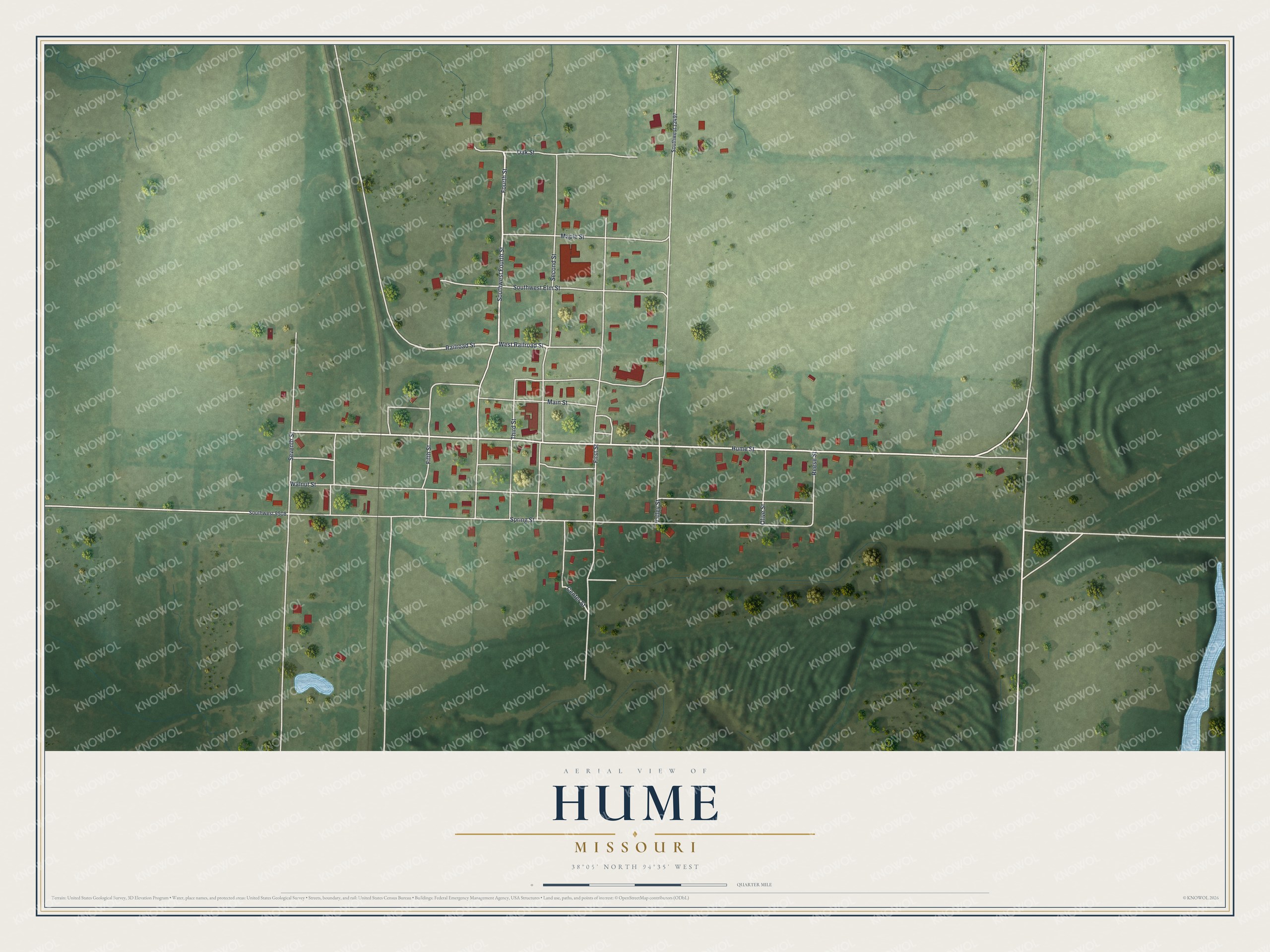 Watermarked full-map preview of Hume, Missouri