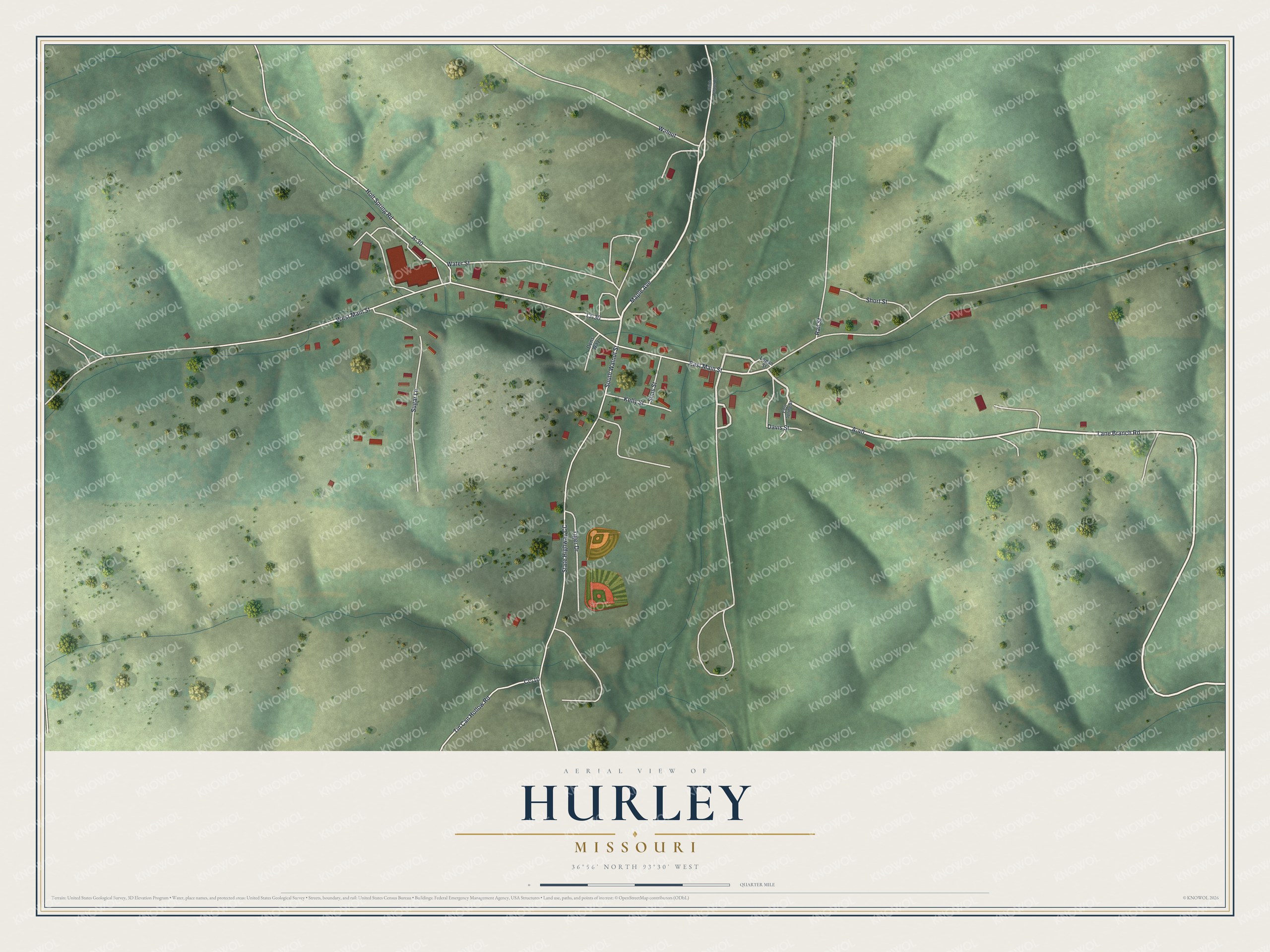 Watermarked full-map preview of Hurley, Missouri