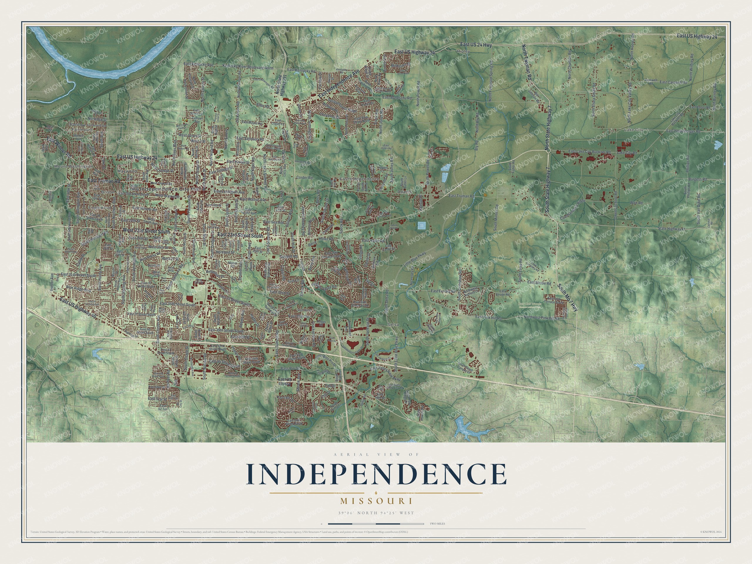 Watermarked full-map preview of Independence, Missouri