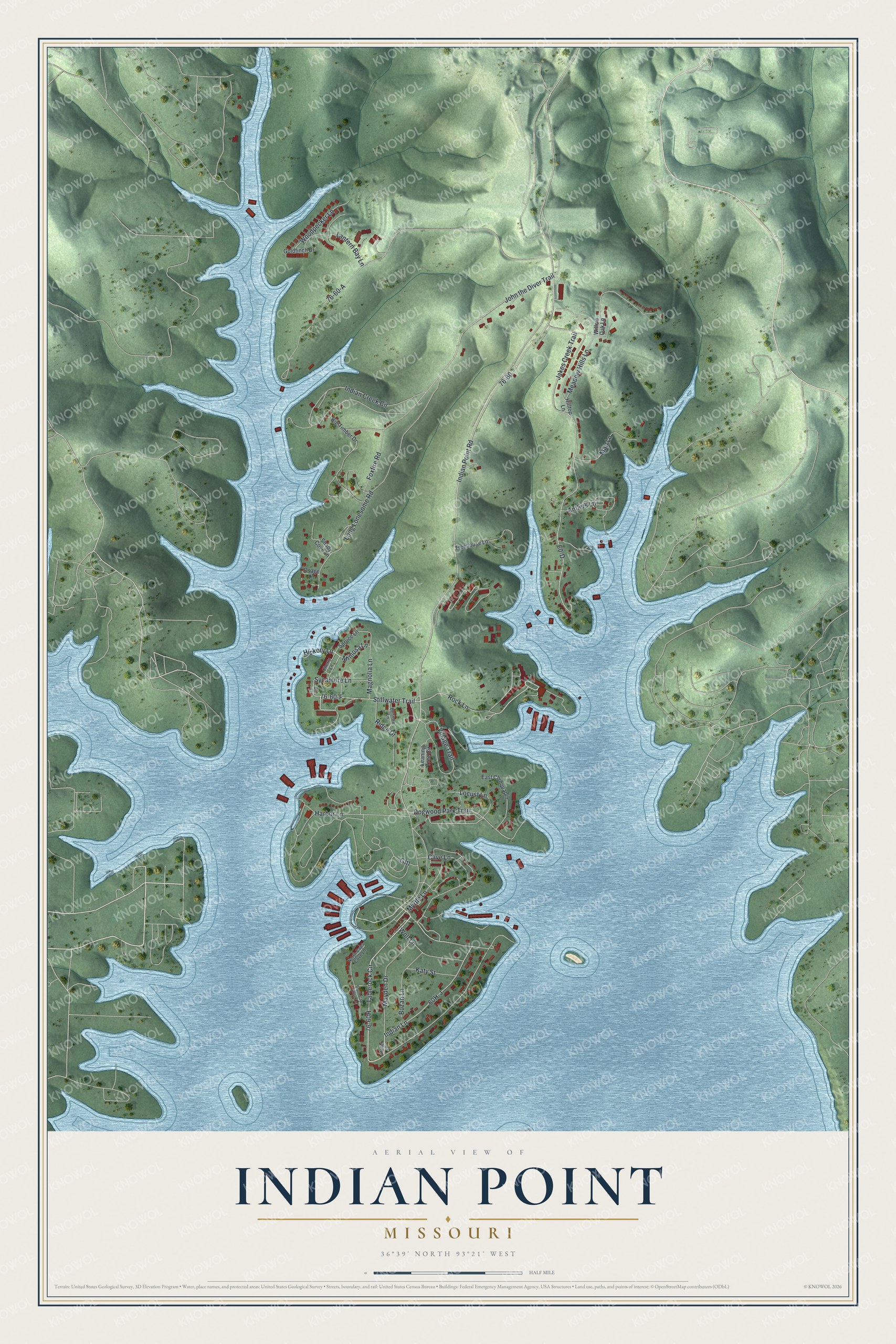 Watermarked full-map preview of Indian Point, Missouri
