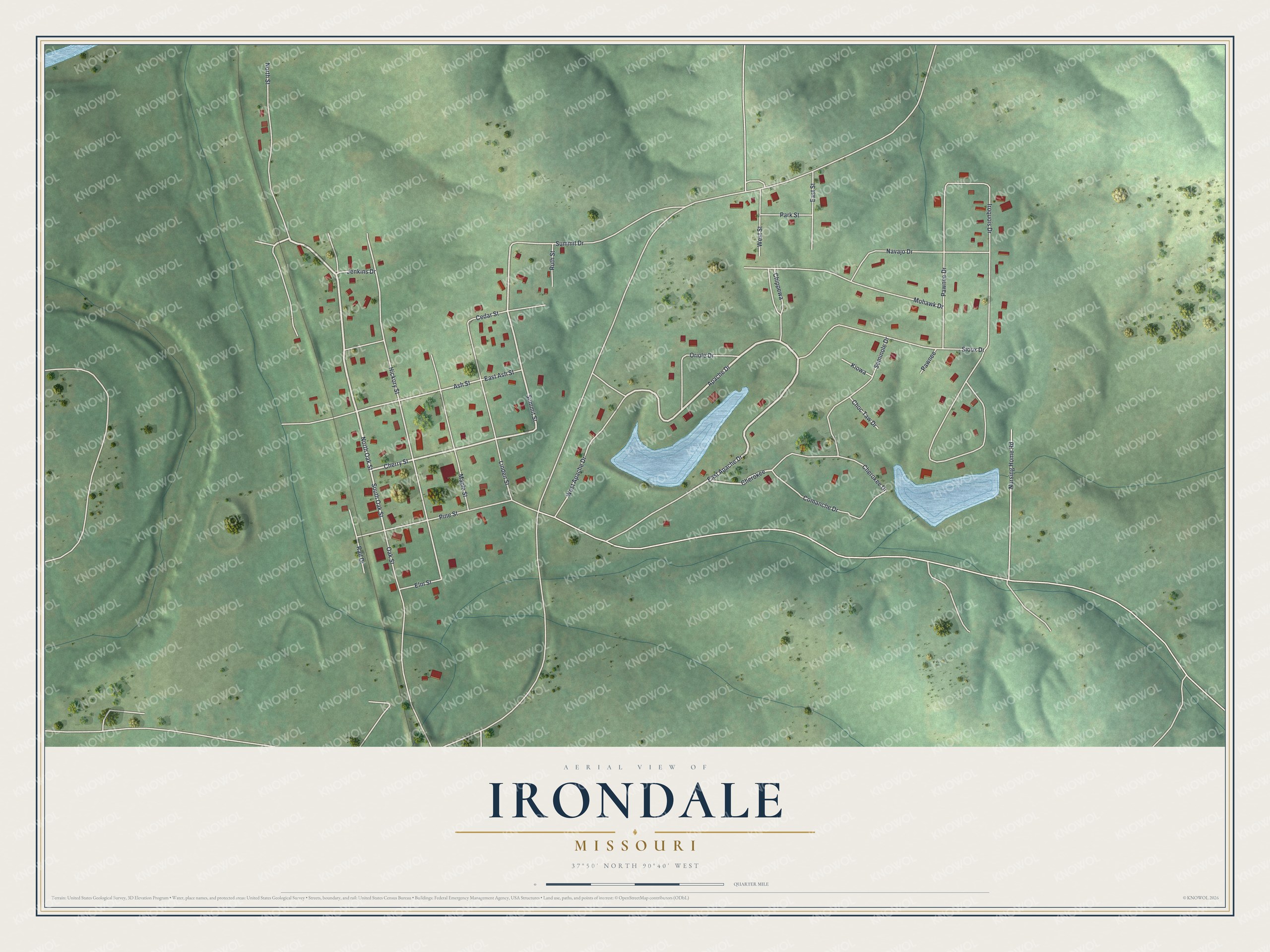 Watermarked full-map preview of Irondale, Missouri