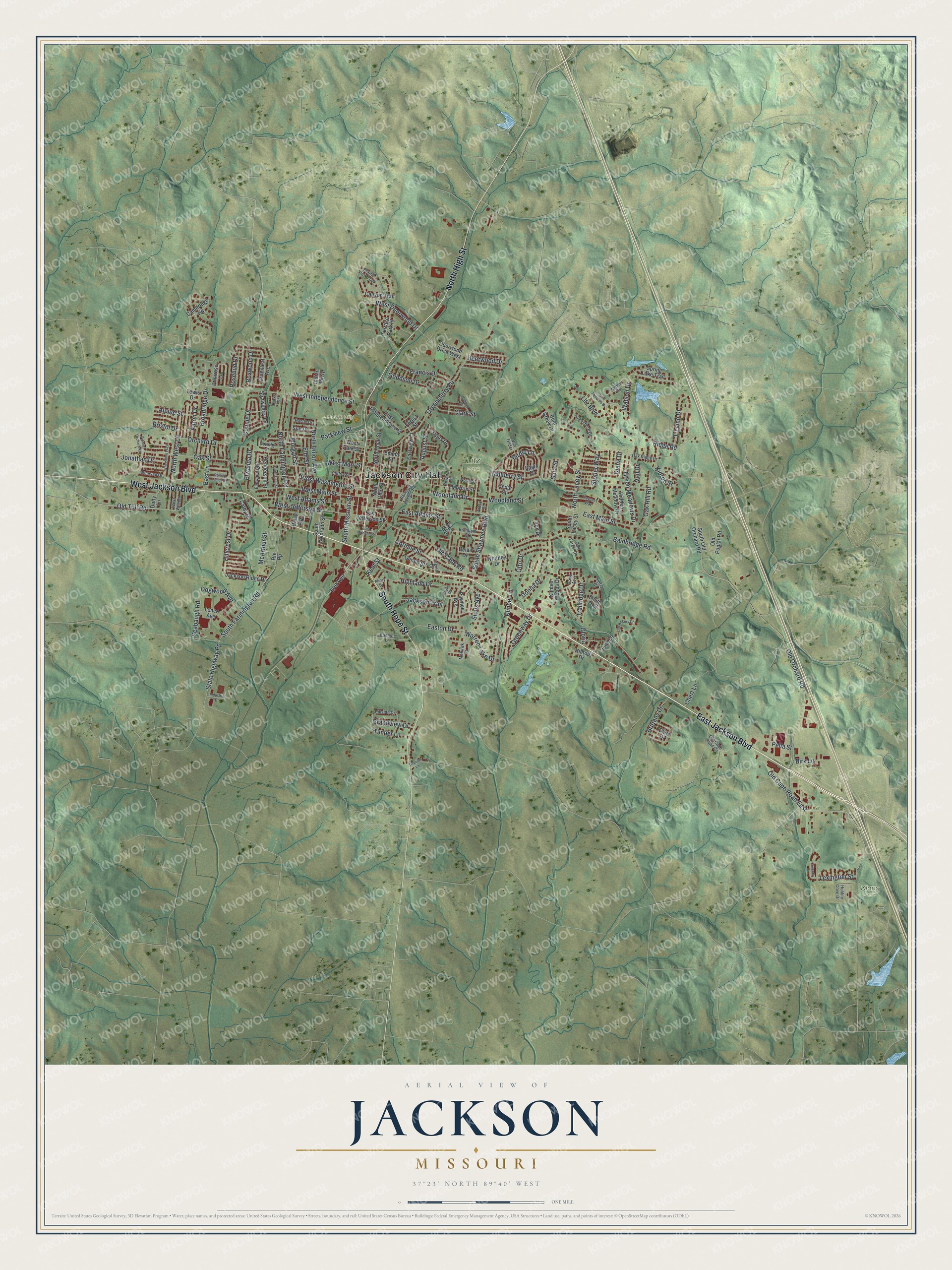 Watermarked full-map preview of Jackson, Missouri