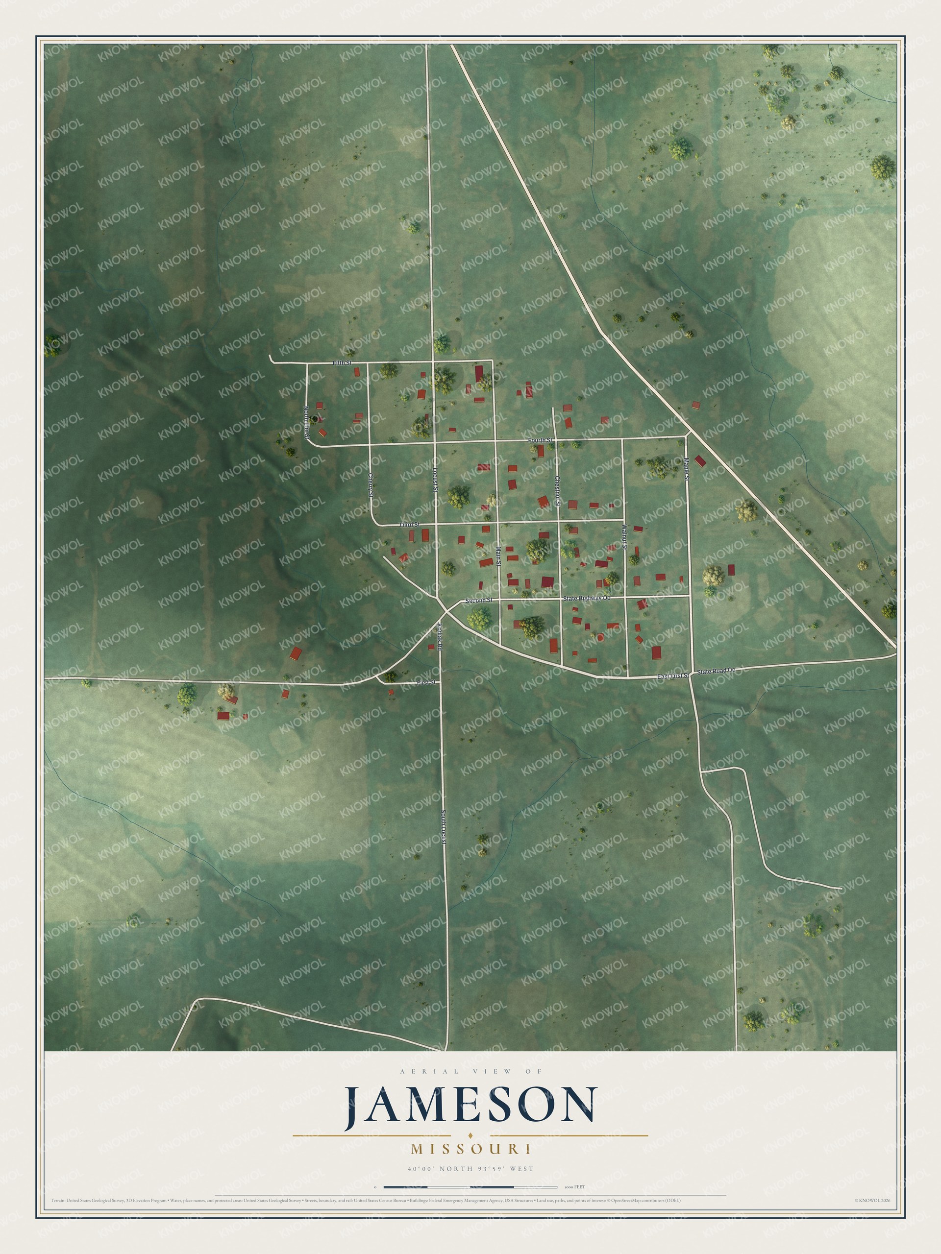 Watermarked full-map preview of Jameson, Missouri
