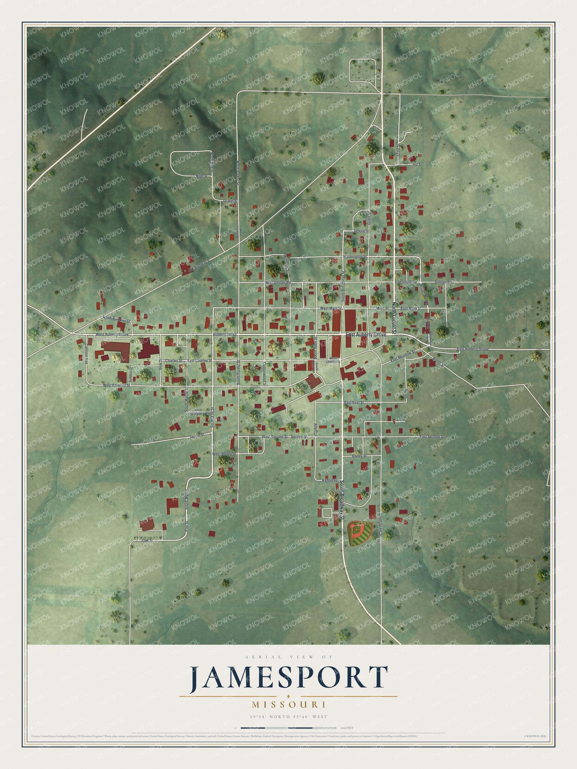 Watermarked full-map preview of Jamesport, Missouri