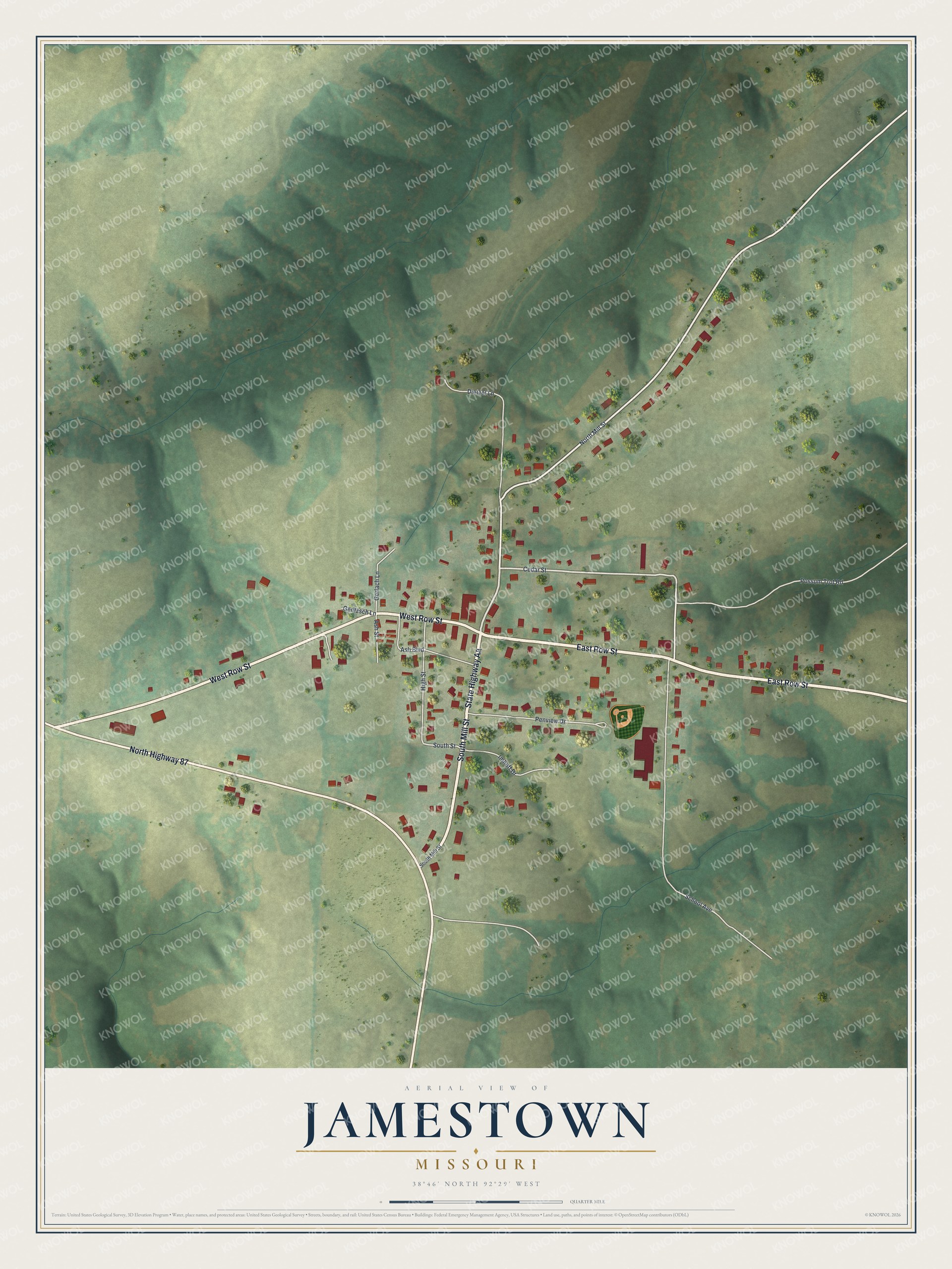 Watermarked full-map preview of Jamestown, Missouri