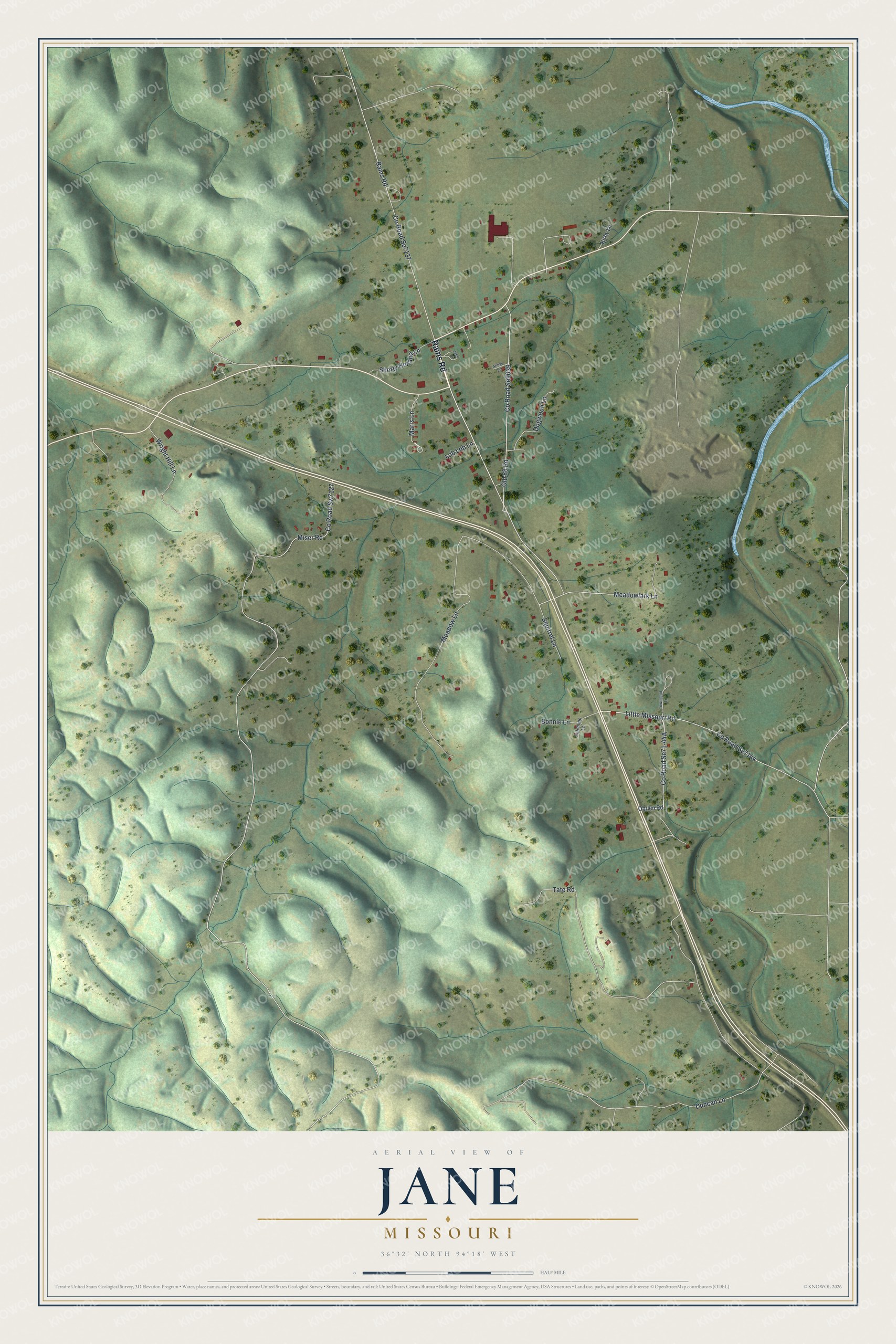 Watermarked full-map preview of Jane, Missouri