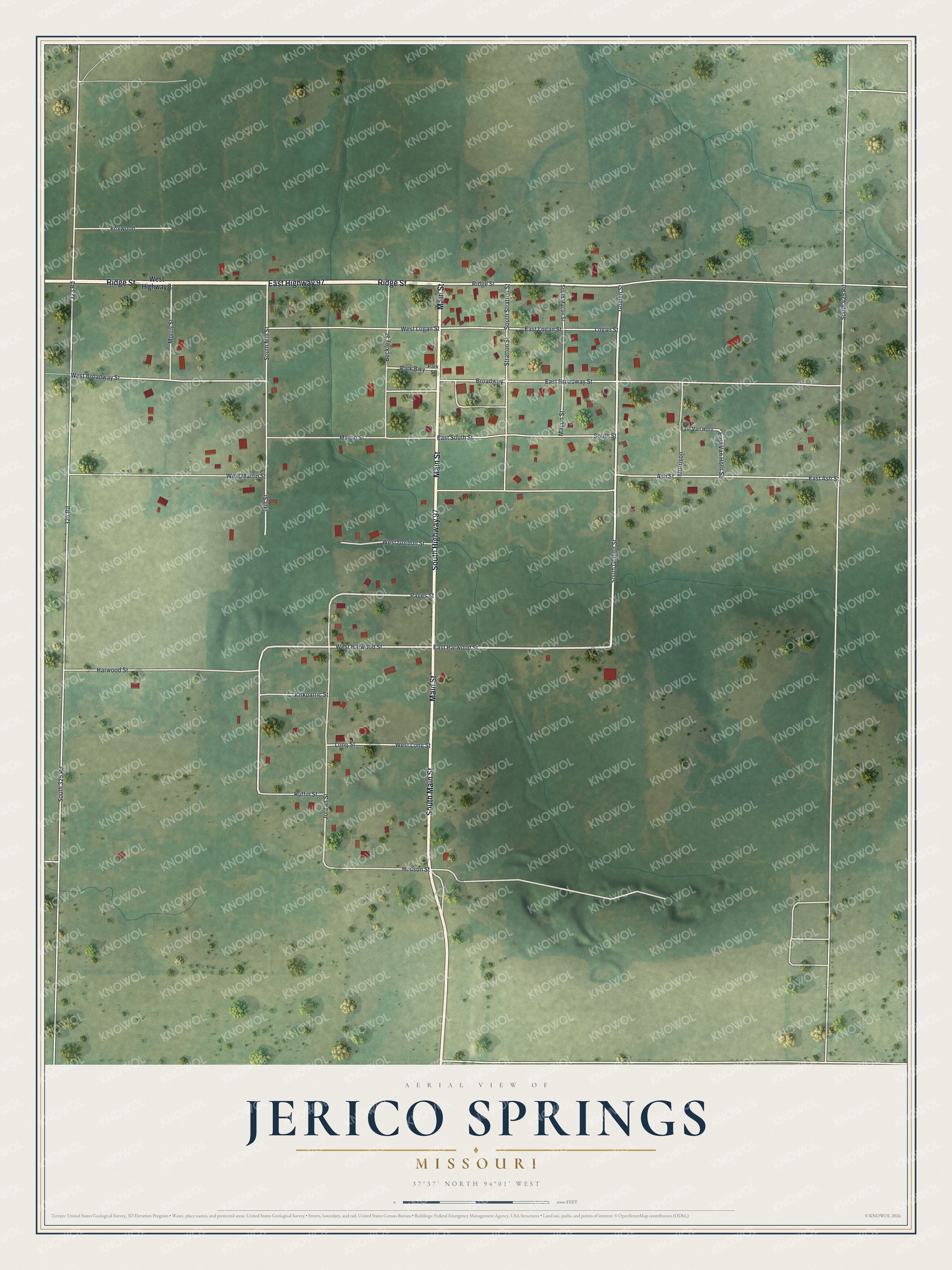 Watermarked full-map preview of Jerico Springs, Missouri