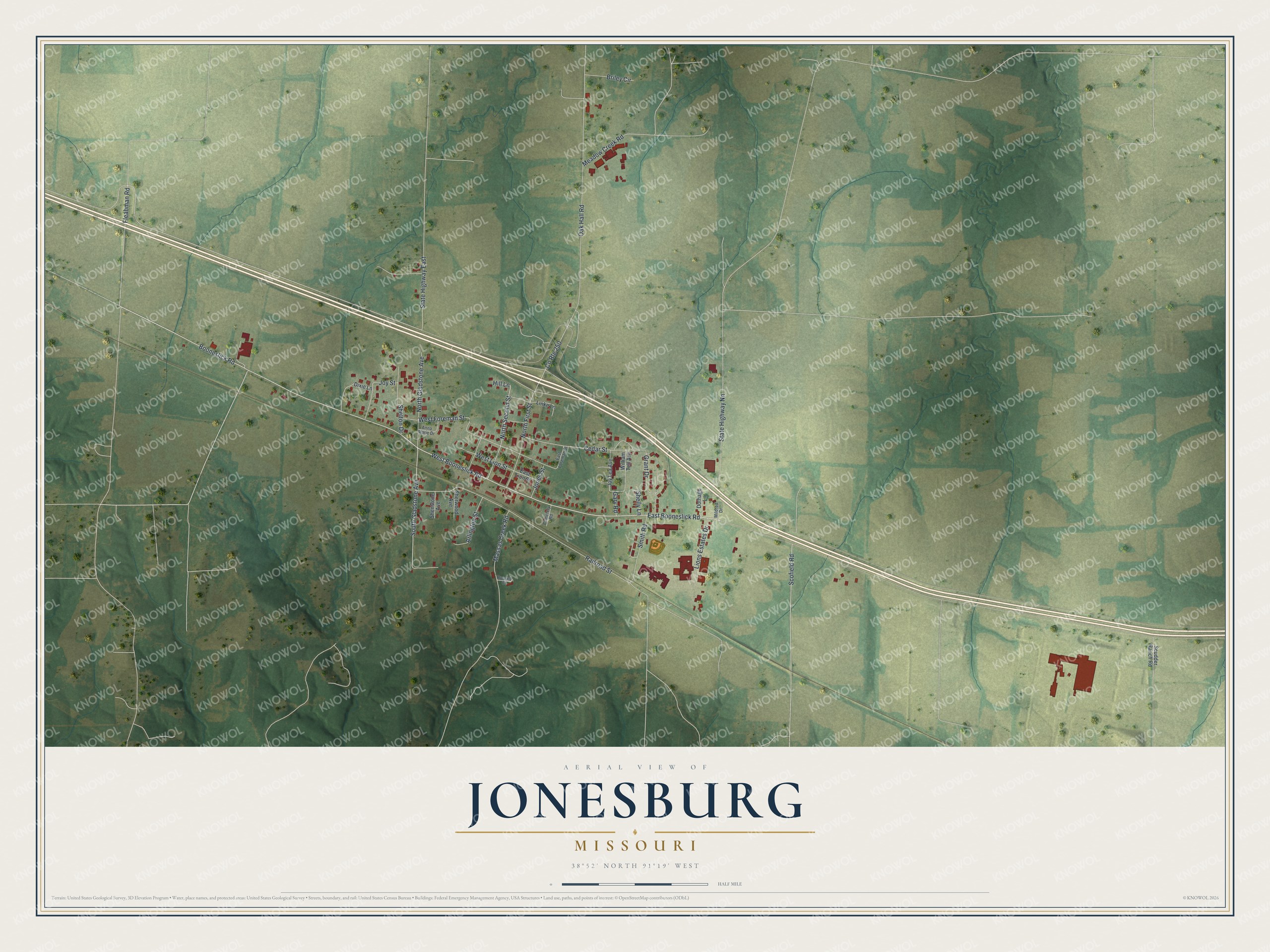 Watermarked full-map preview of Jonesburg, Missouri