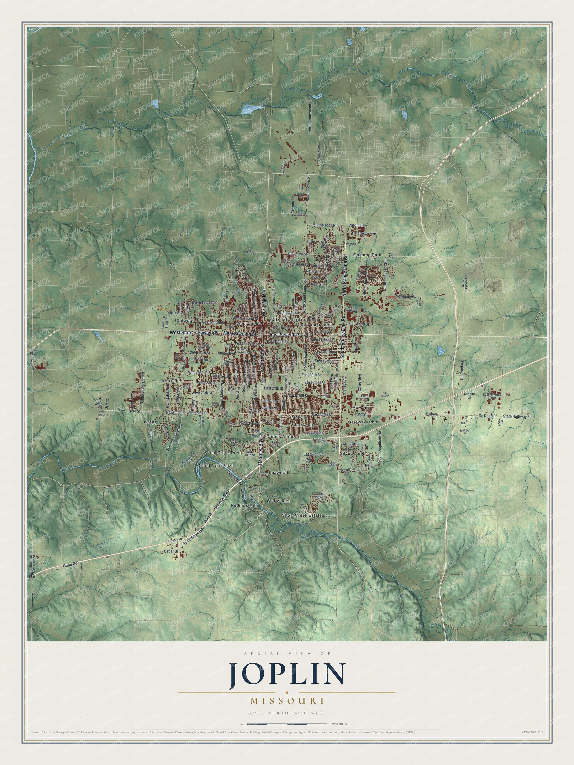 Watermarked full-map preview of Joplin, Missouri