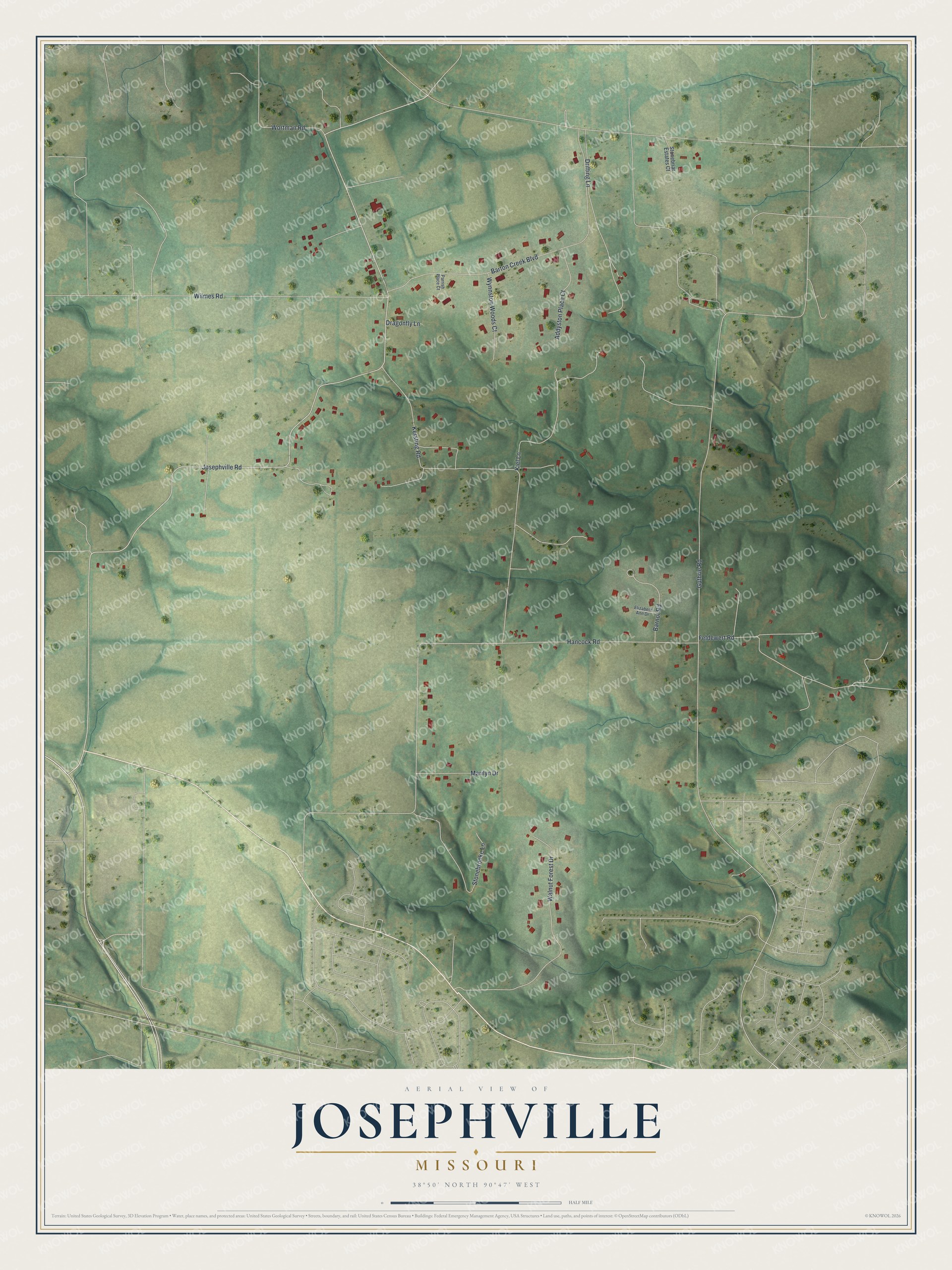 Watermarked full-map preview of Josephville, Missouri