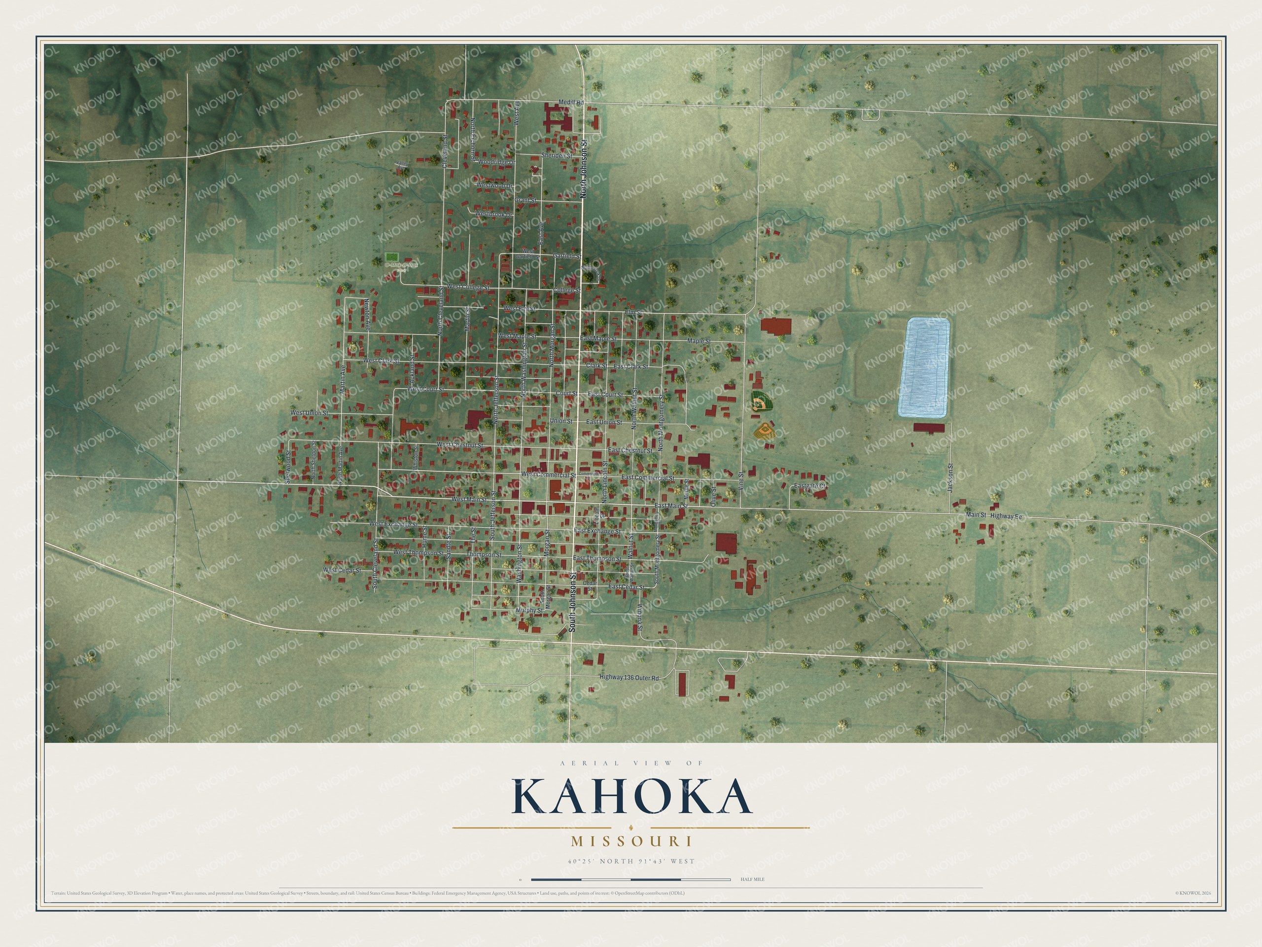 Watermarked full-map preview of Kahoka, Missouri