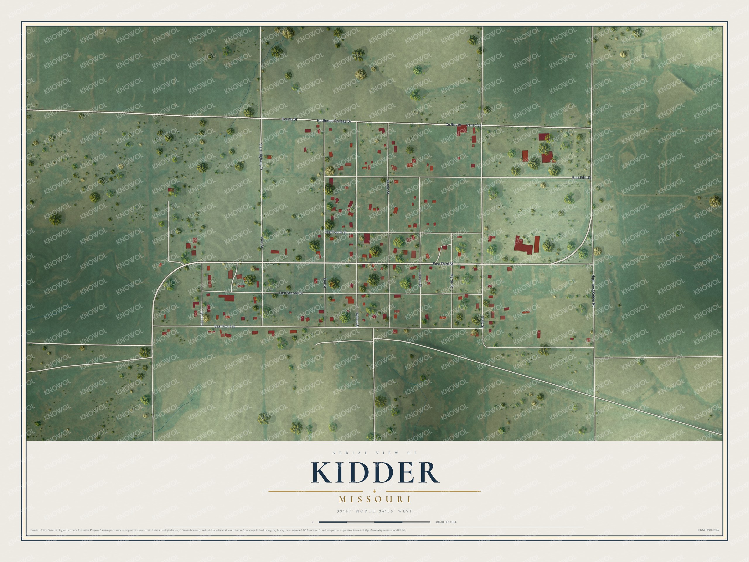 Watermarked full-map preview of Kidder, Missouri