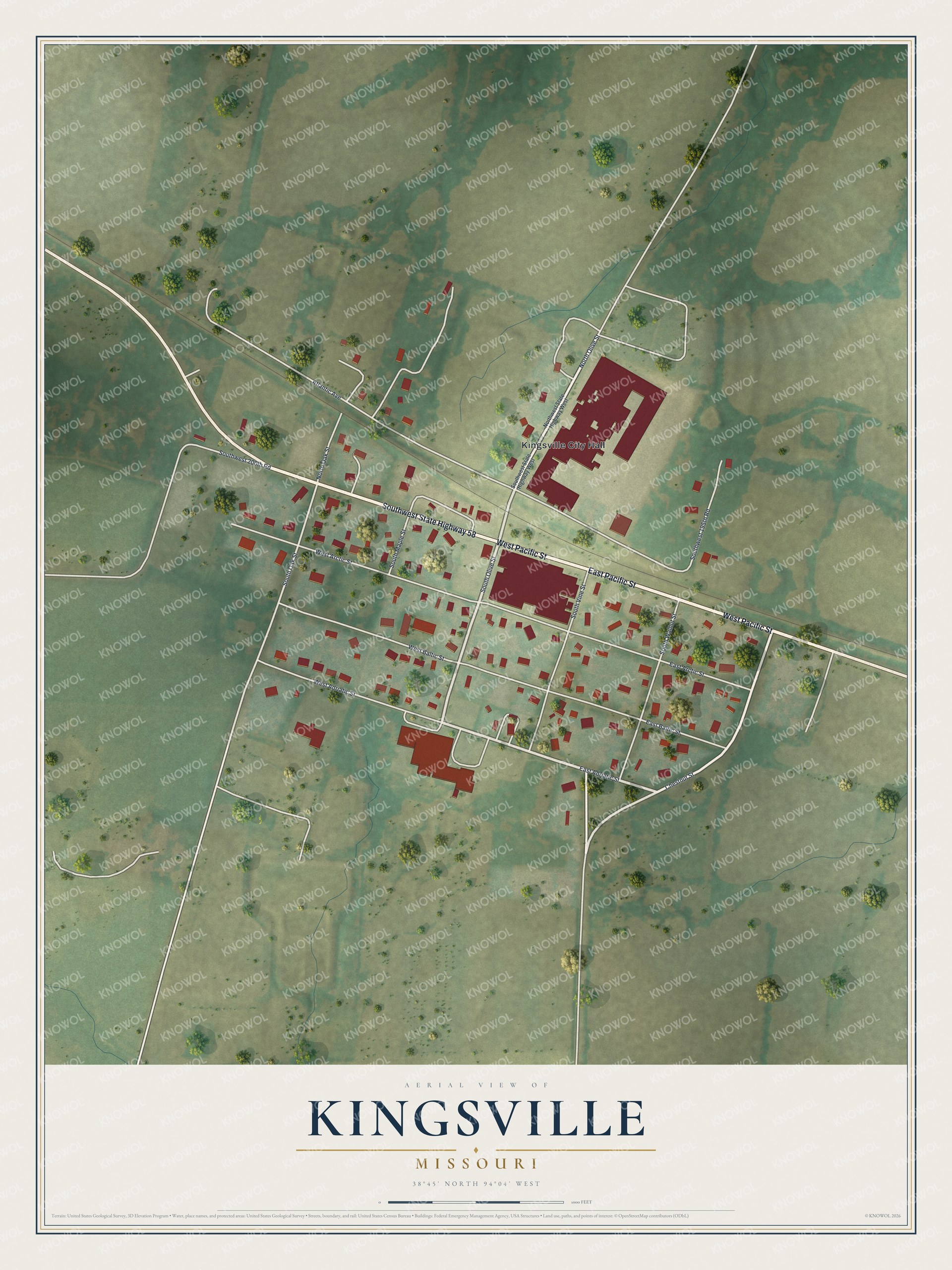Watermarked full-map preview of Kingsville, Missouri