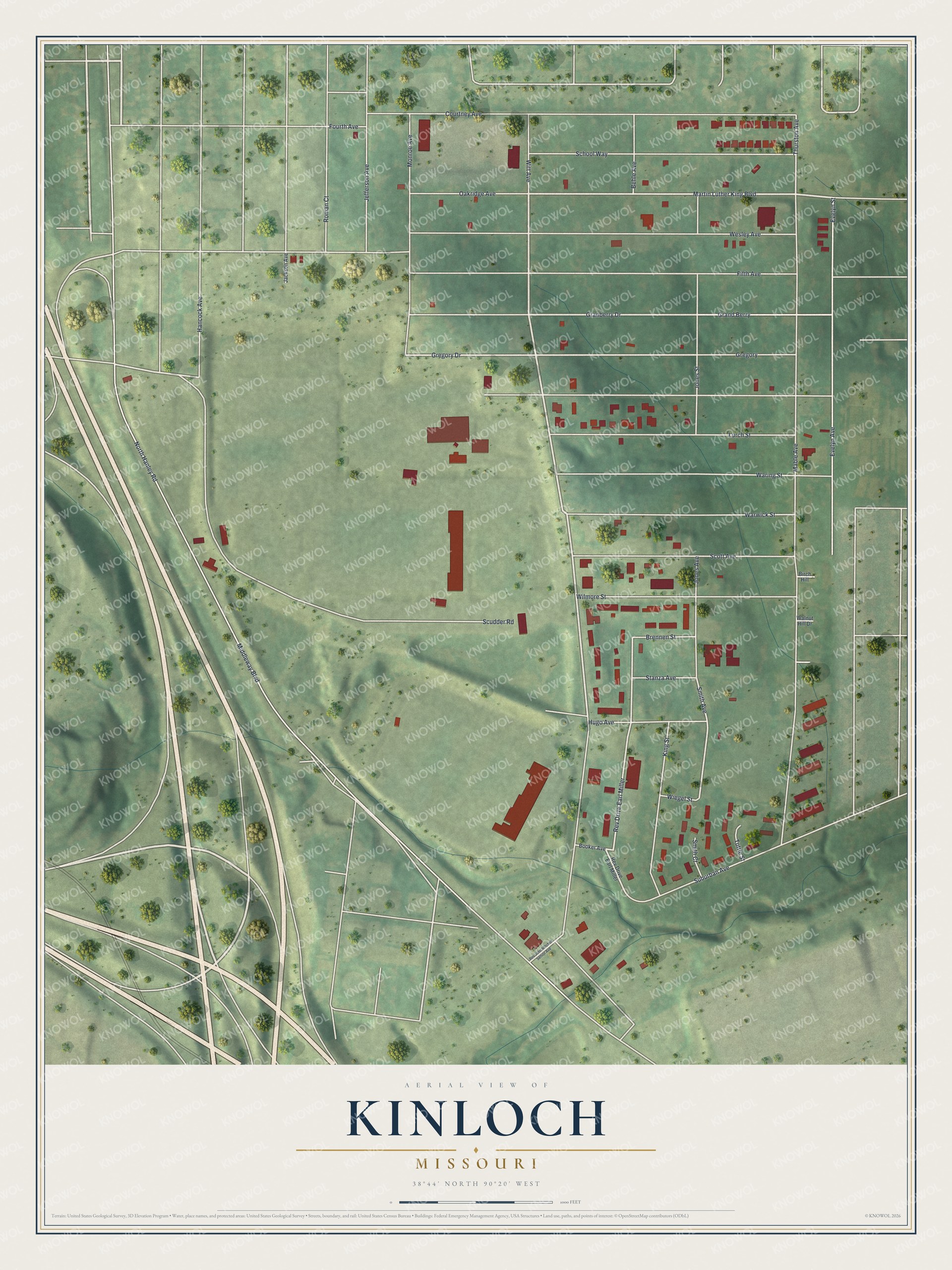 Watermarked full-map preview of Kinloch, Missouri