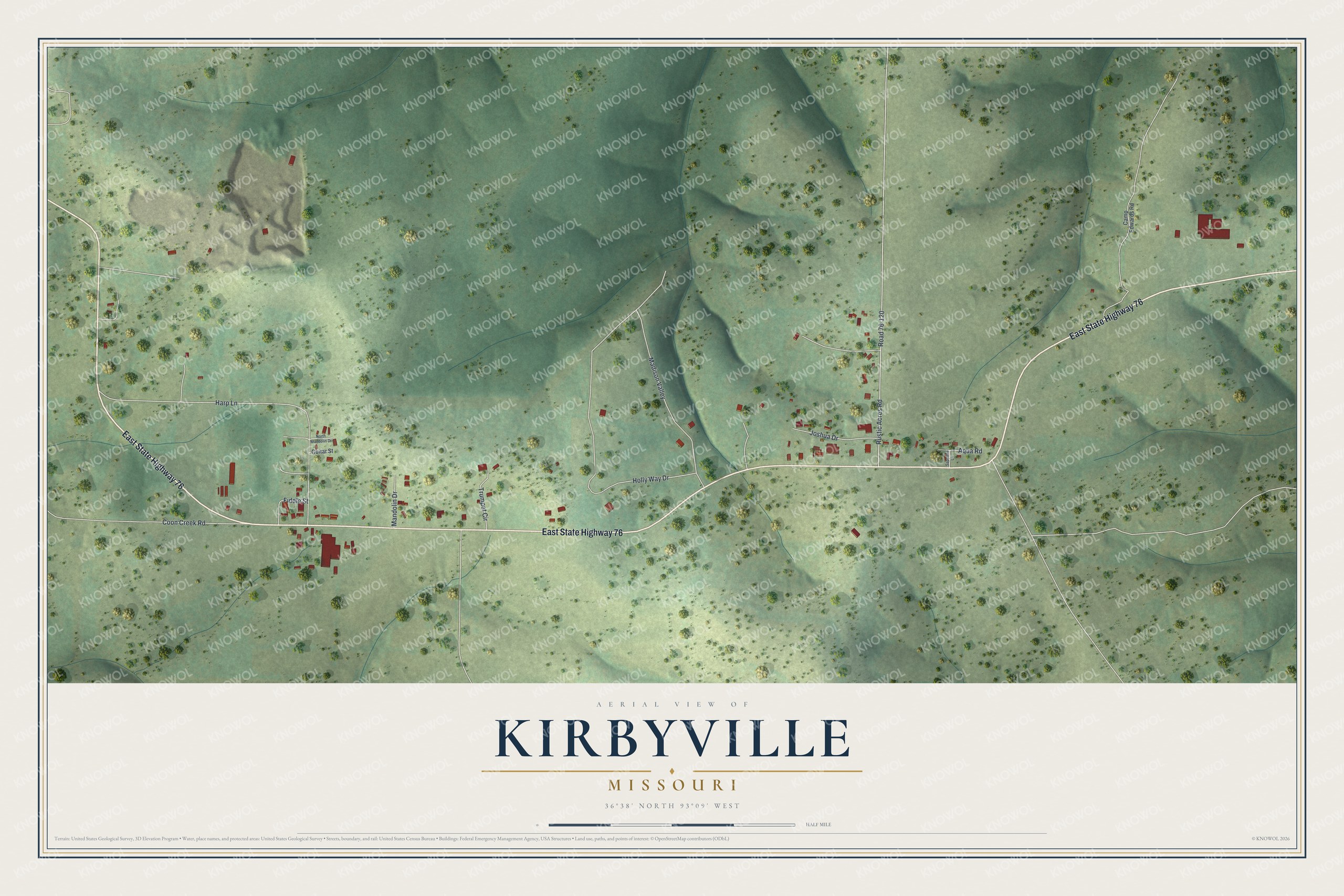 Watermarked full-map preview of Kirbyville, Missouri