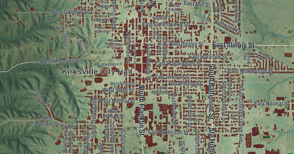 Map of Kirksville, Missouri in 2026