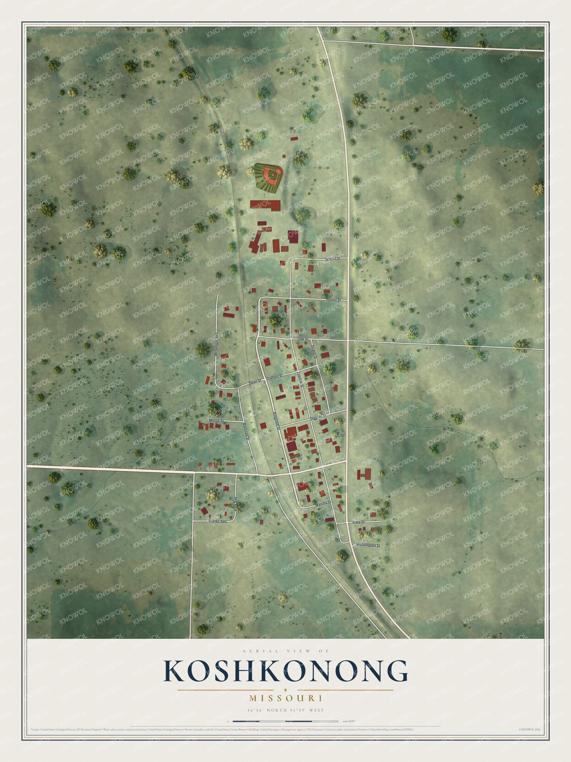 Watermarked full-map preview of Koshkonong, Missouri