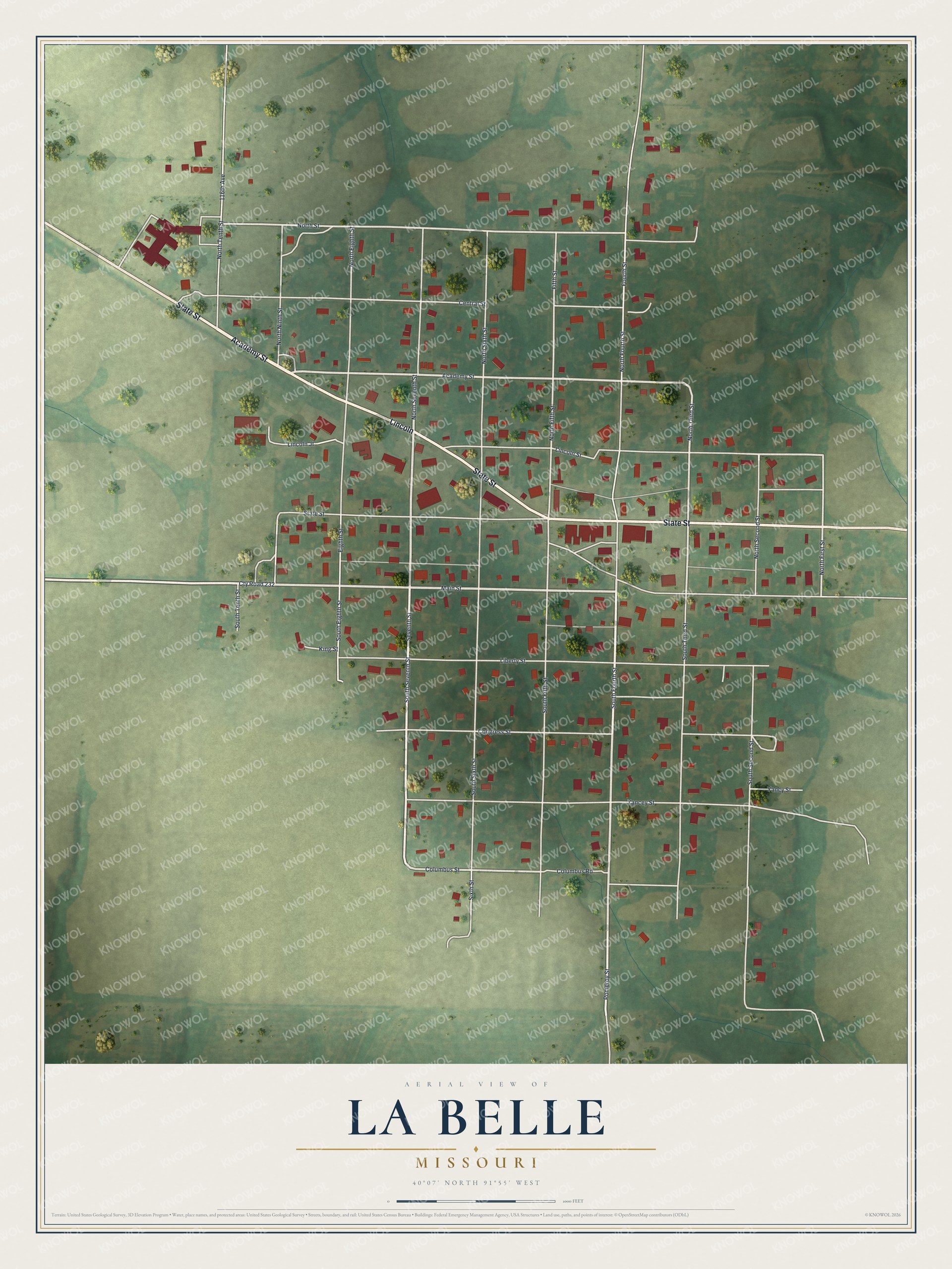 Watermarked full-map preview of La Belle, Missouri