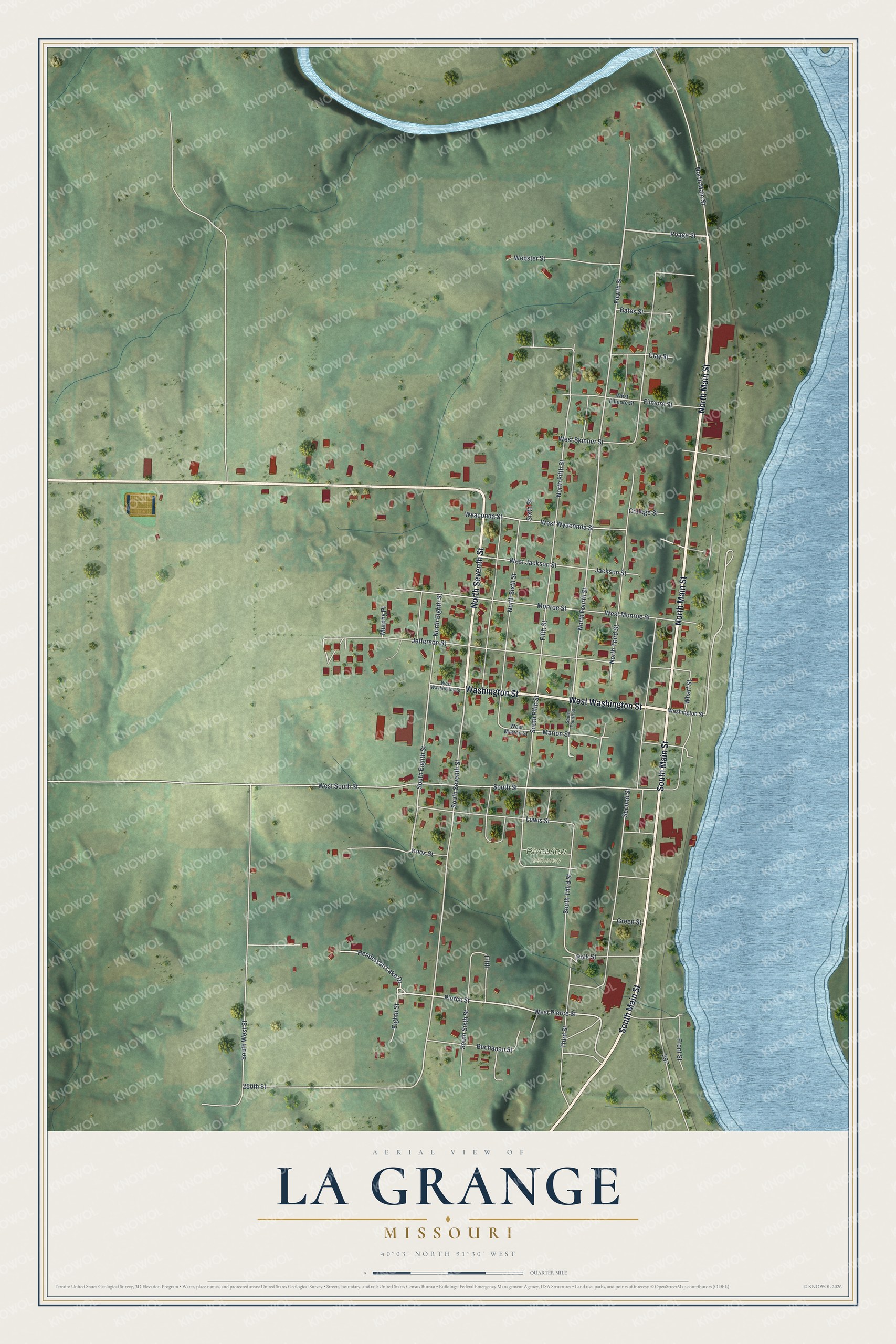 Watermarked full-map preview of La Grange, Missouri