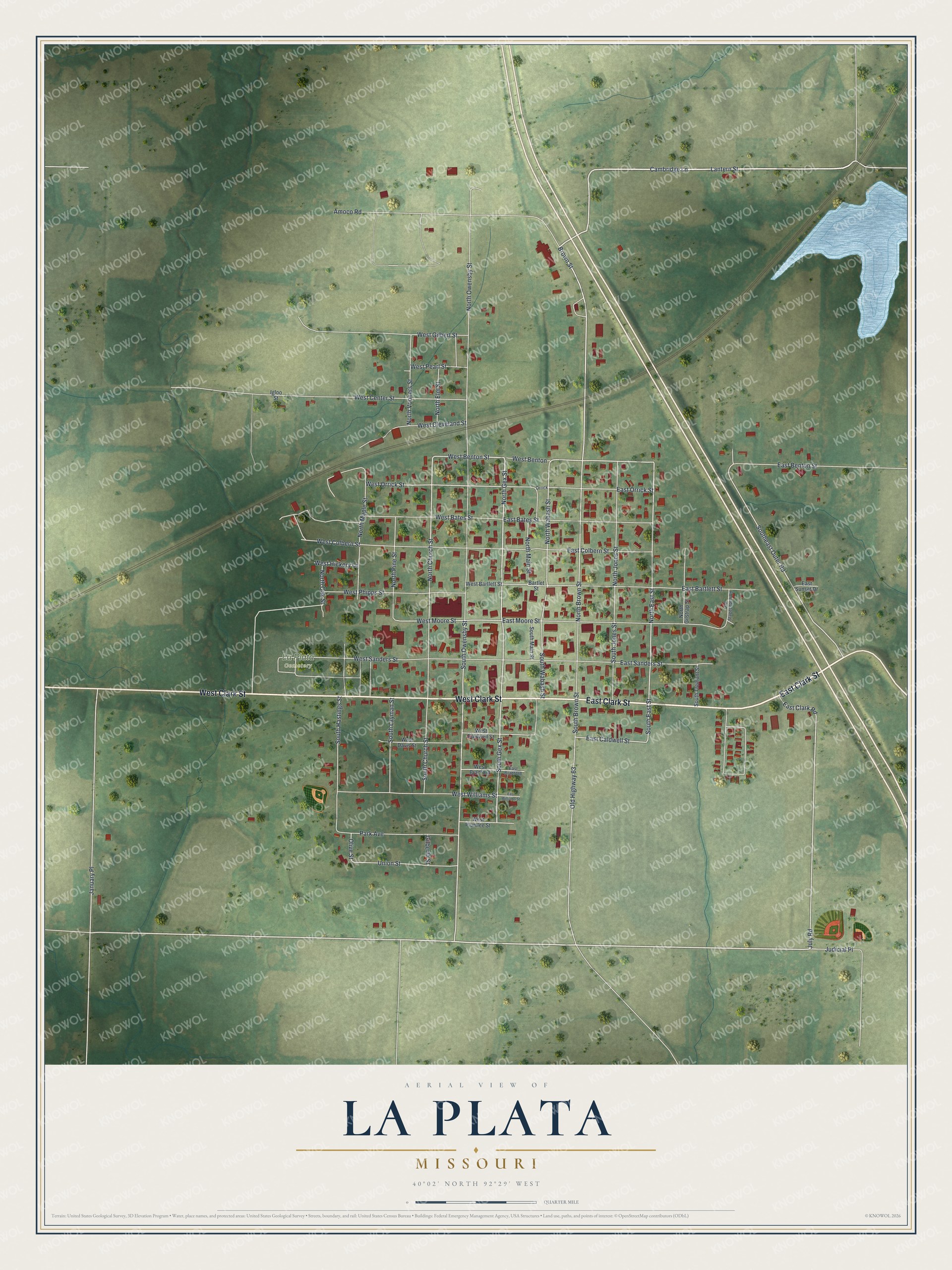 Watermarked full-map preview of La Plata, Missouri