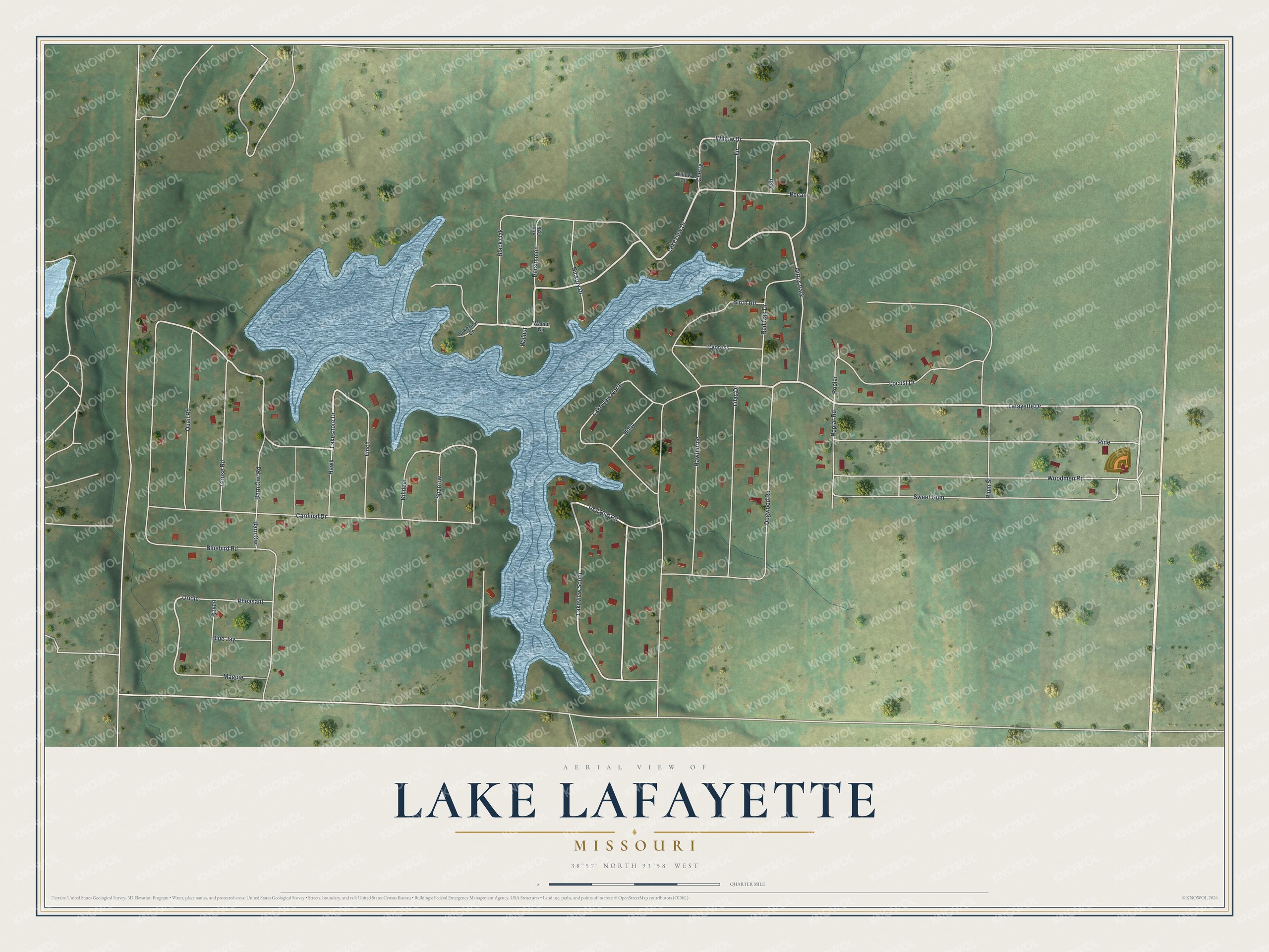 Watermarked full-map preview of Lake Lafayette, Missouri