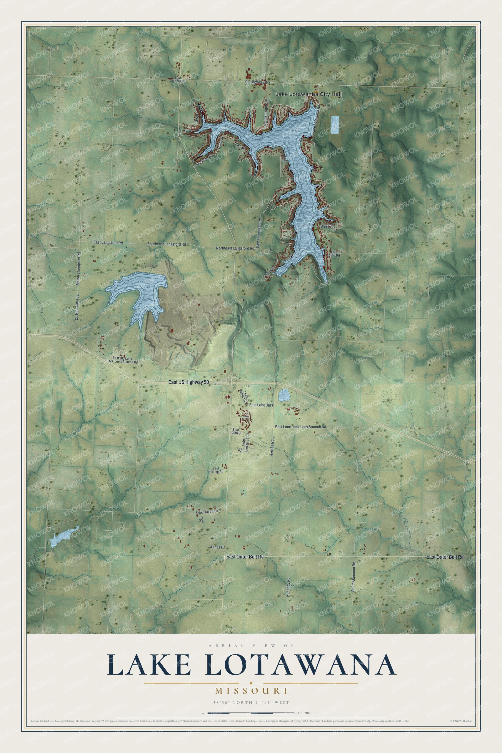 Watermarked full-map preview of Lake Lotawana, Missouri