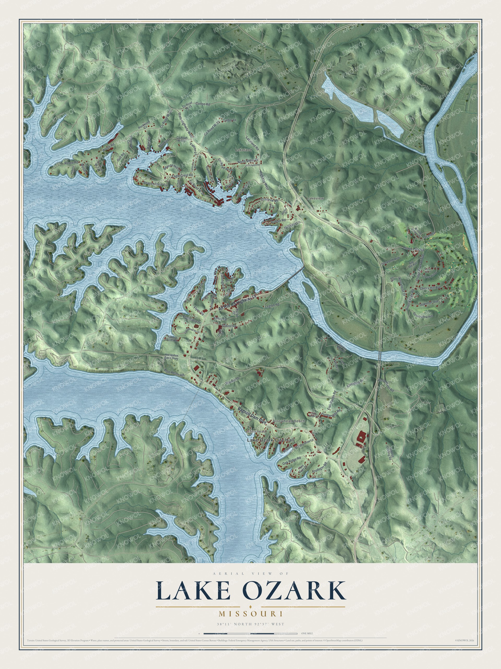 Watermarked full-map preview of Lake Ozark, Missouri